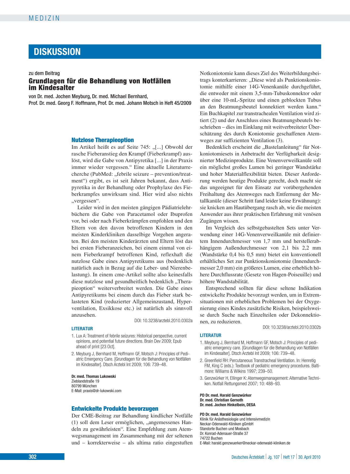 Vorschauseite 1: Besser isotonisch – Deutsches Ärzteblatt