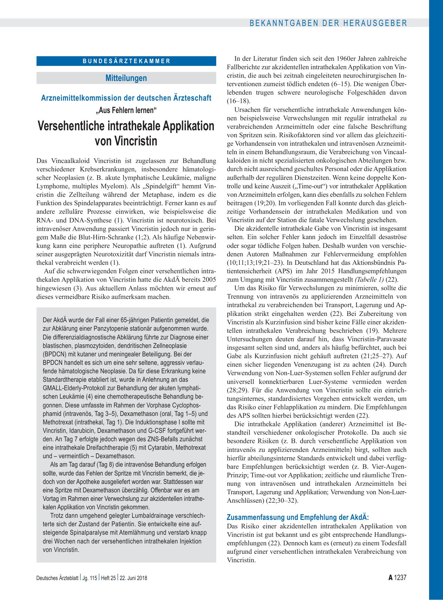 Vorschauseite 1: Arzneimittelkommission der deutschen Ärzteschaft: „Aus Fehlern lernen“ – Deutsches Ärzteblatt