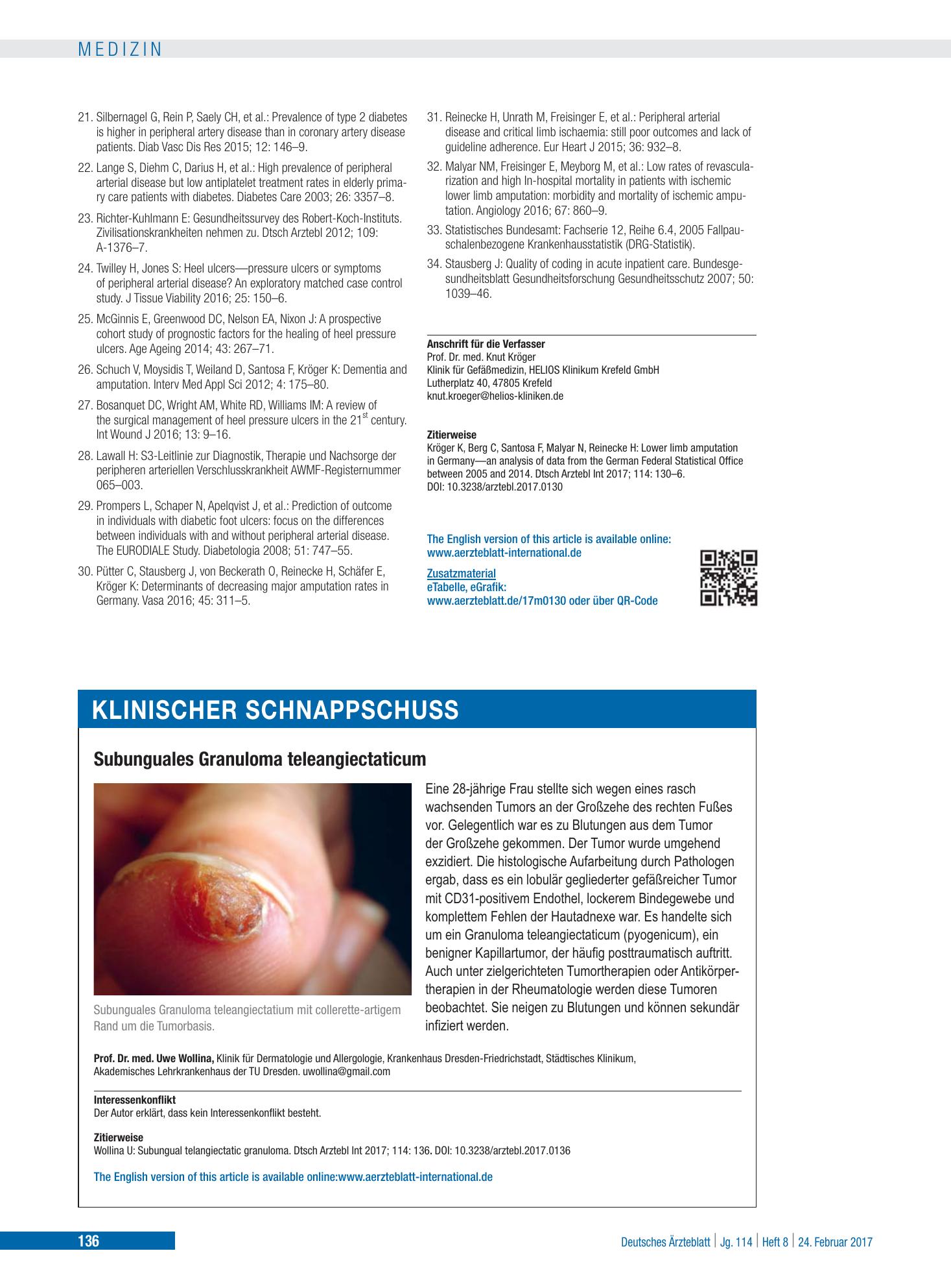 Vorschauseite 1: Subunguales Granuloma teleangiectaticum – Deutsches Ärzteblatt