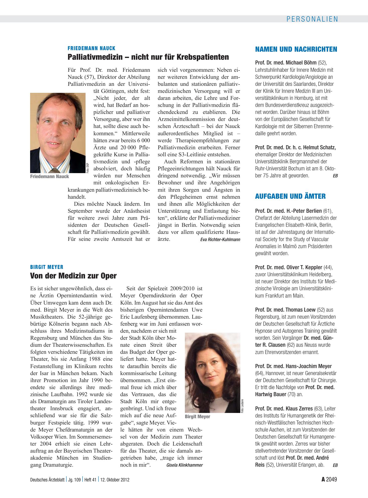 Vorschauseite 1: Aufgaben und Ämter – Deutsches Ärzteblatt