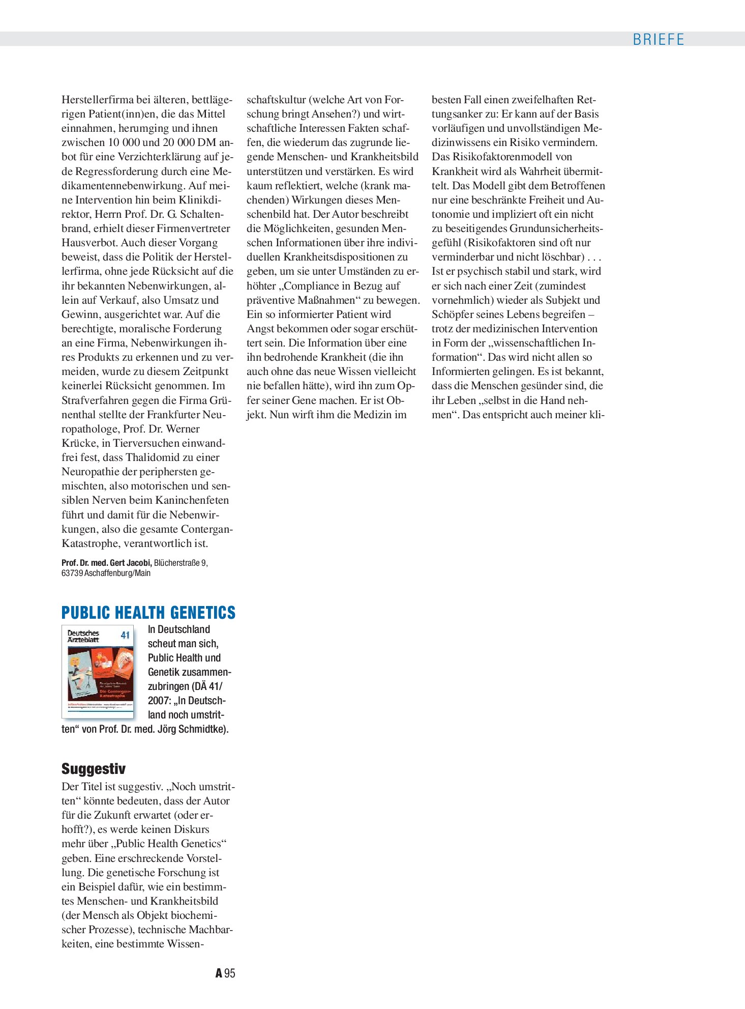 Vorschauseite 1: Public Health Genetics: Suggestiv – Deutsches Ärzteblatt