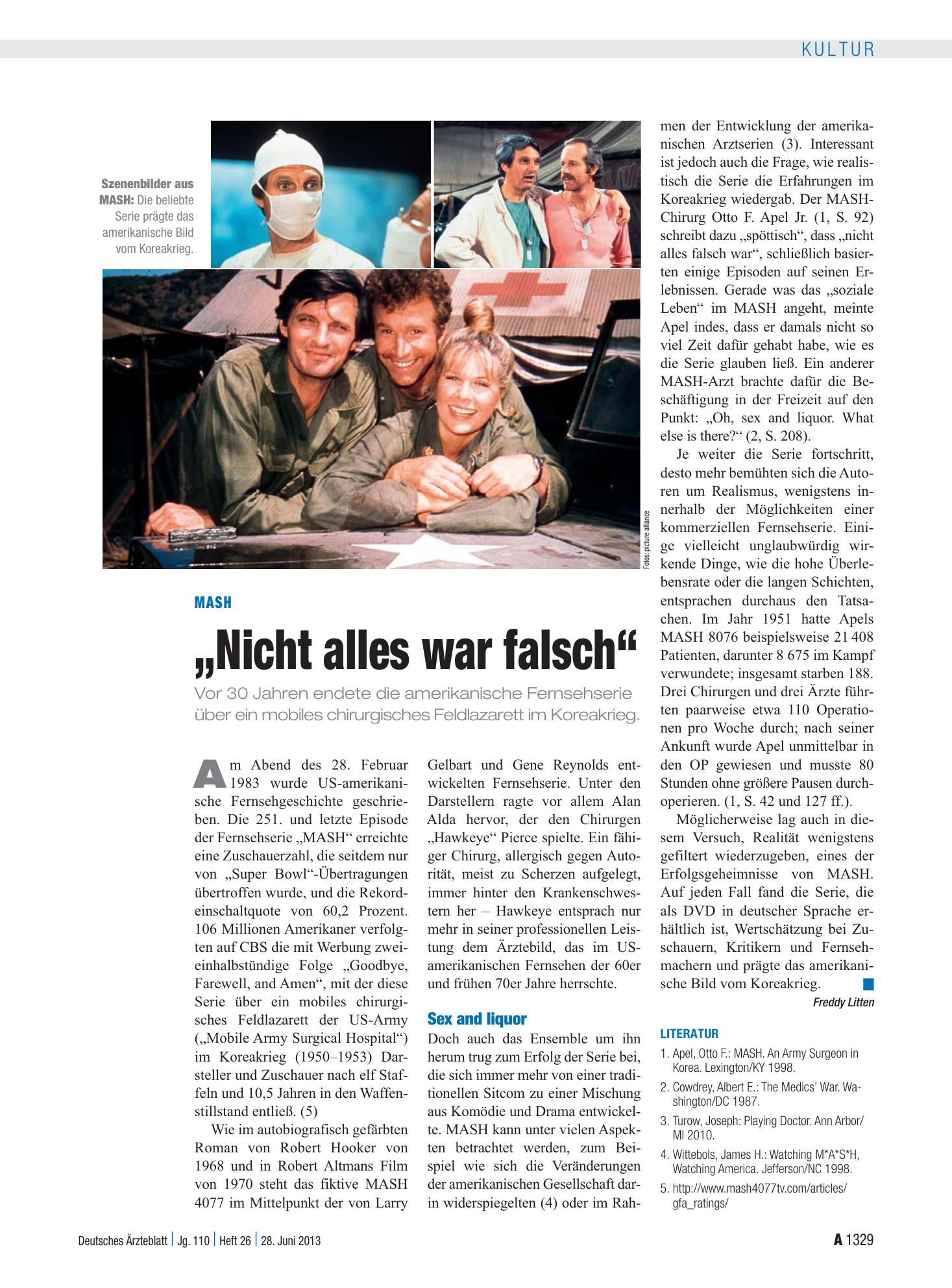 Vorschauseite 1: MASH: „Nicht alles war falsch“ – Deutsches Ärzteblatt