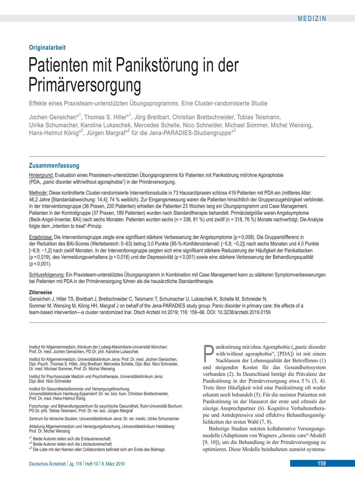 Vorschauseite 1: Patienten mit Panikstörung in der Primärversorgung – Deutsches Ärzteblatt