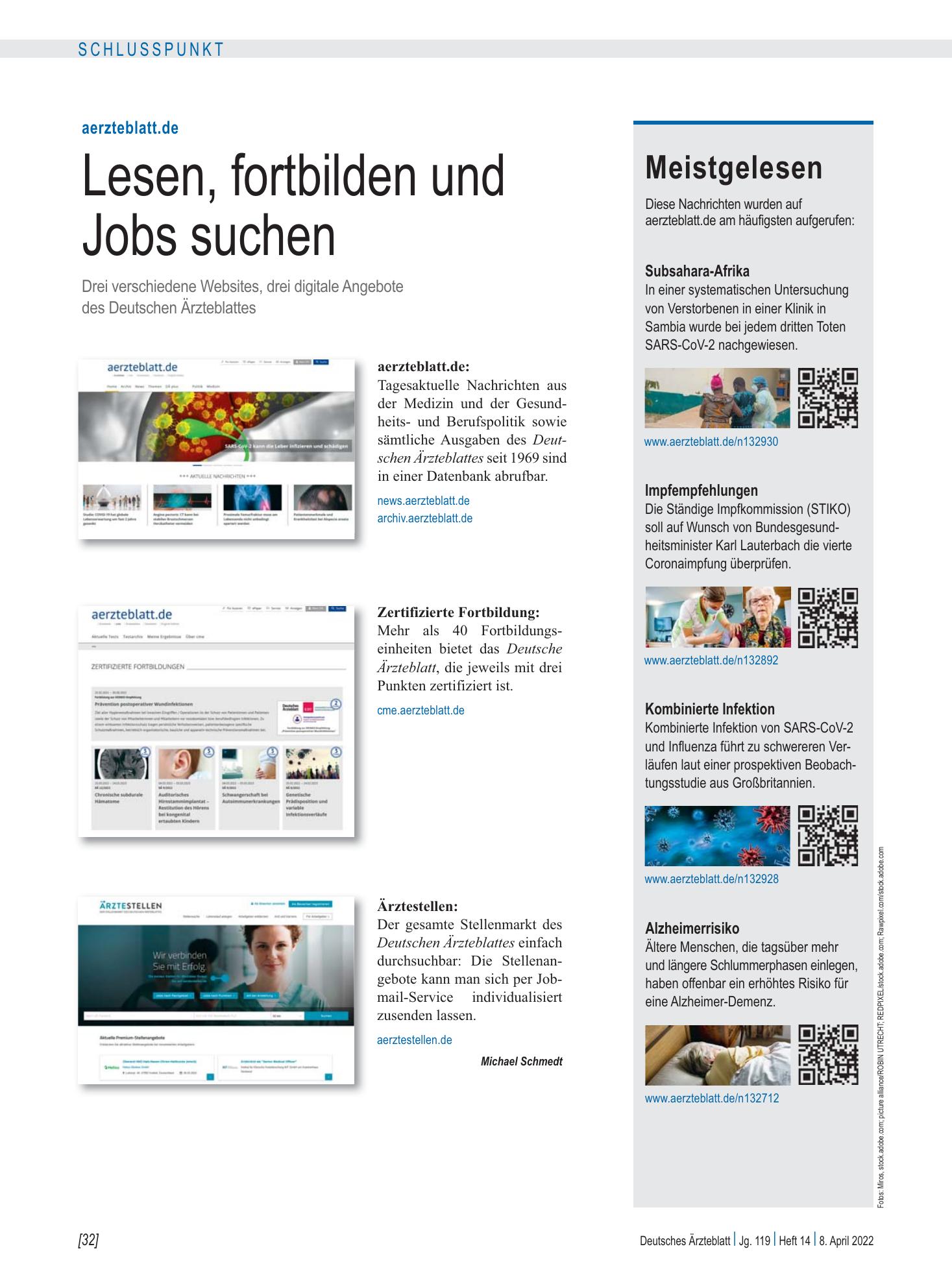 Vorschauseite 1: Meistgelesen – Deutsches Ärzteblatt