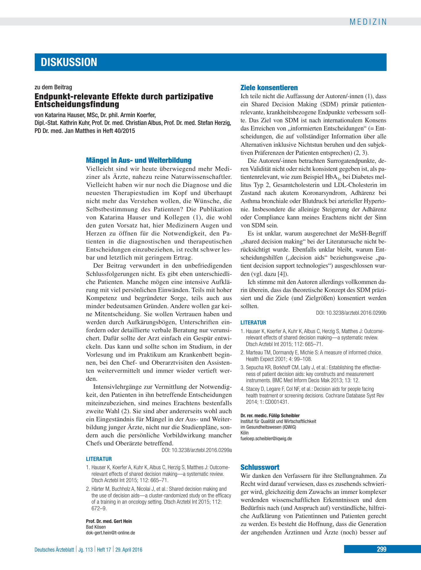 Vorschauseite 1: Schlusswort – Deutsches Ärzteblatt