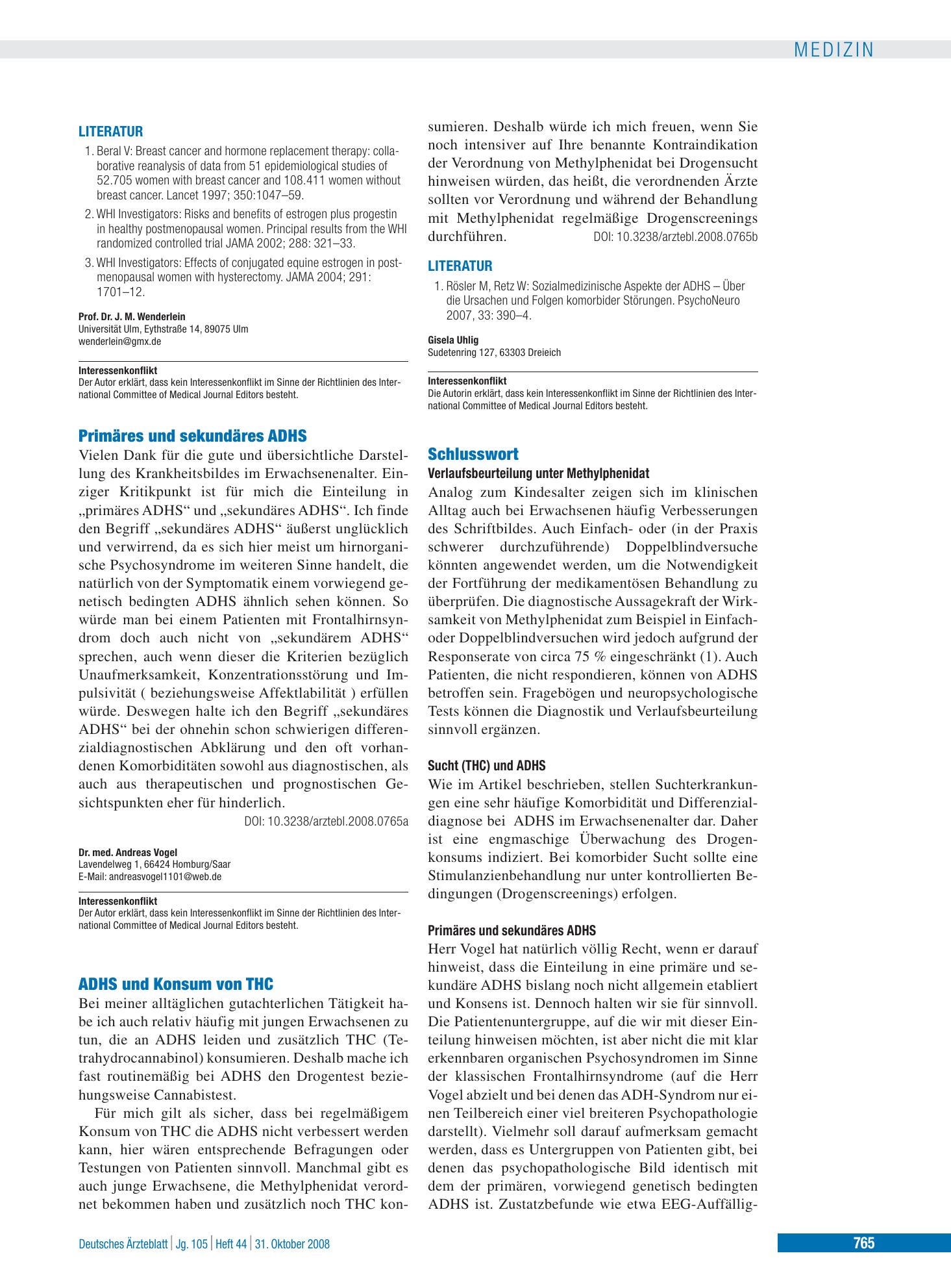 Vorschauseite 1: Aufmerksamkeitsdefizit- und Hyperaktivitätsstörung im Erwachsenenalter – Diagnostik, Ätiologie und Therapie: Primäres und sekundäres ADHS – Deutsches Ärzteblatt