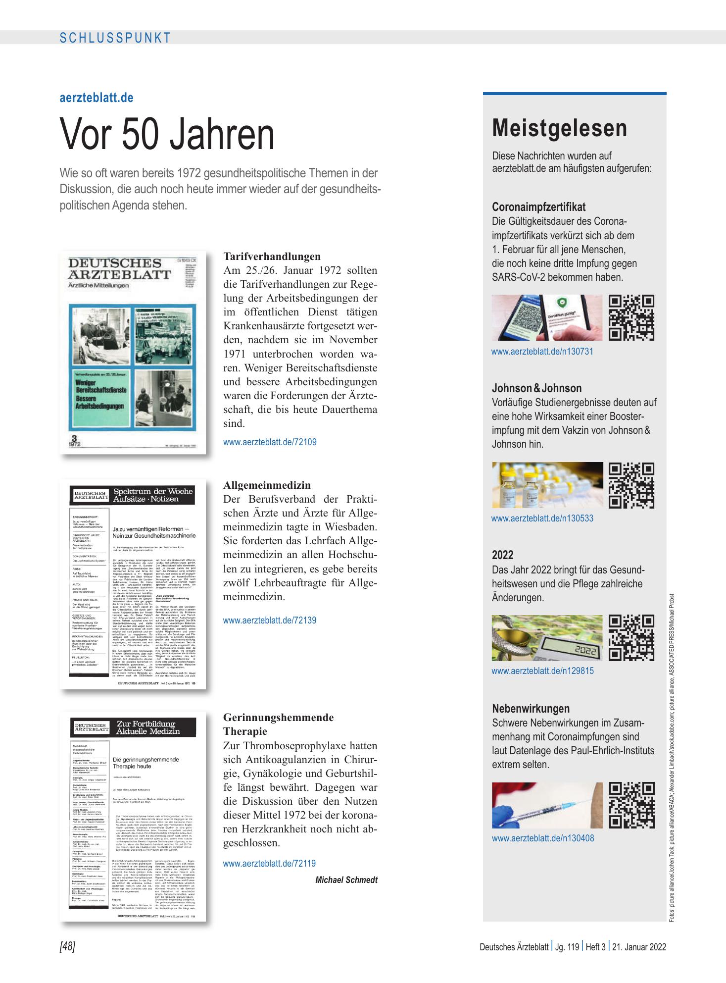 Vorschauseite 1: Meistgelesen – Deutsches Ärzteblatt