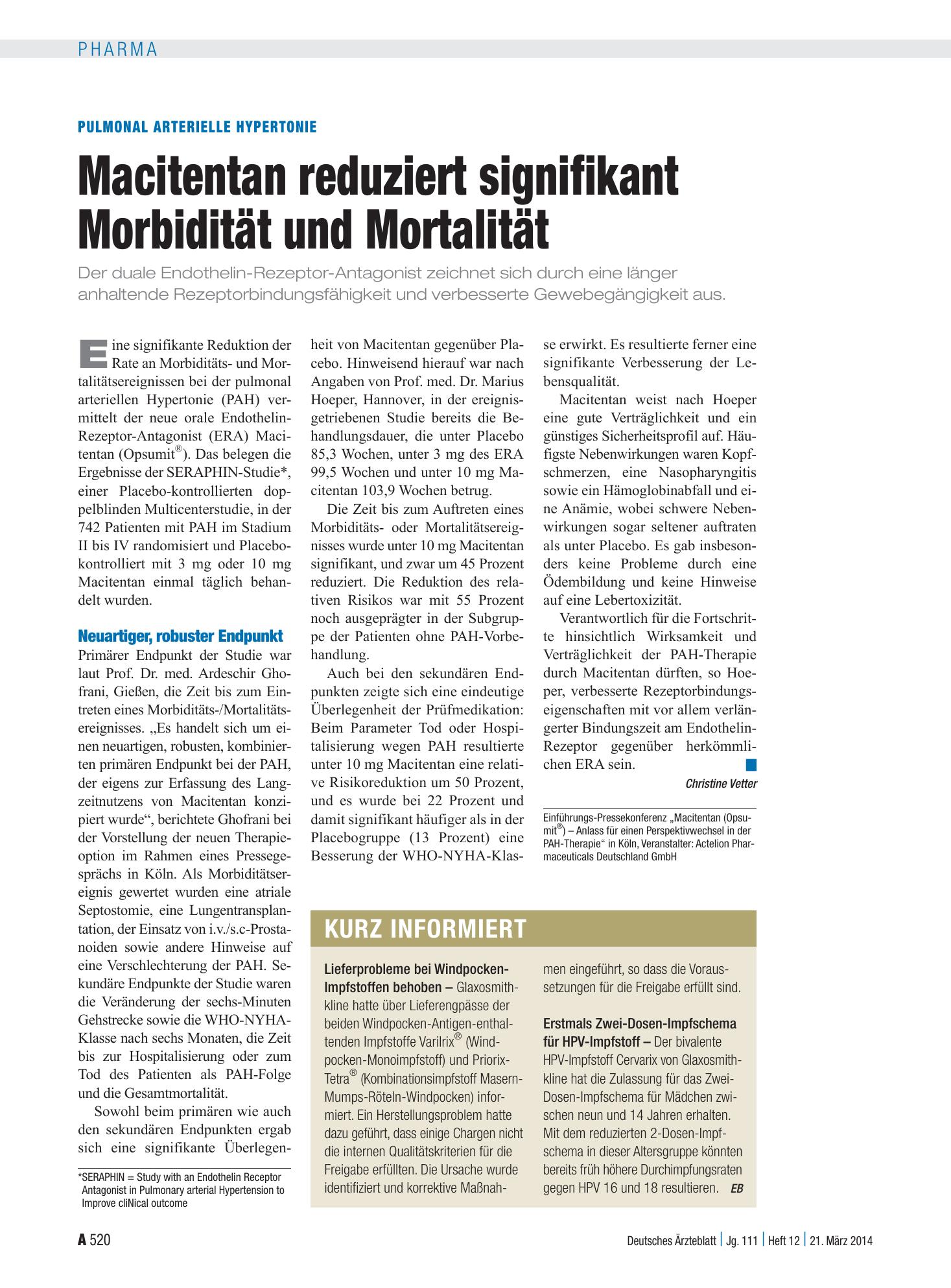 Vorschauseite 1: Kurz informiert – Deutsches Ärzteblatt