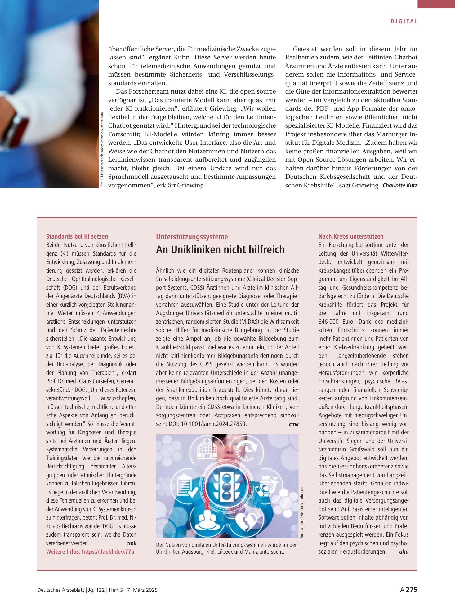 Vorschauseite 1: Standards bei KI setzen – Deutsches Ärzteblatt