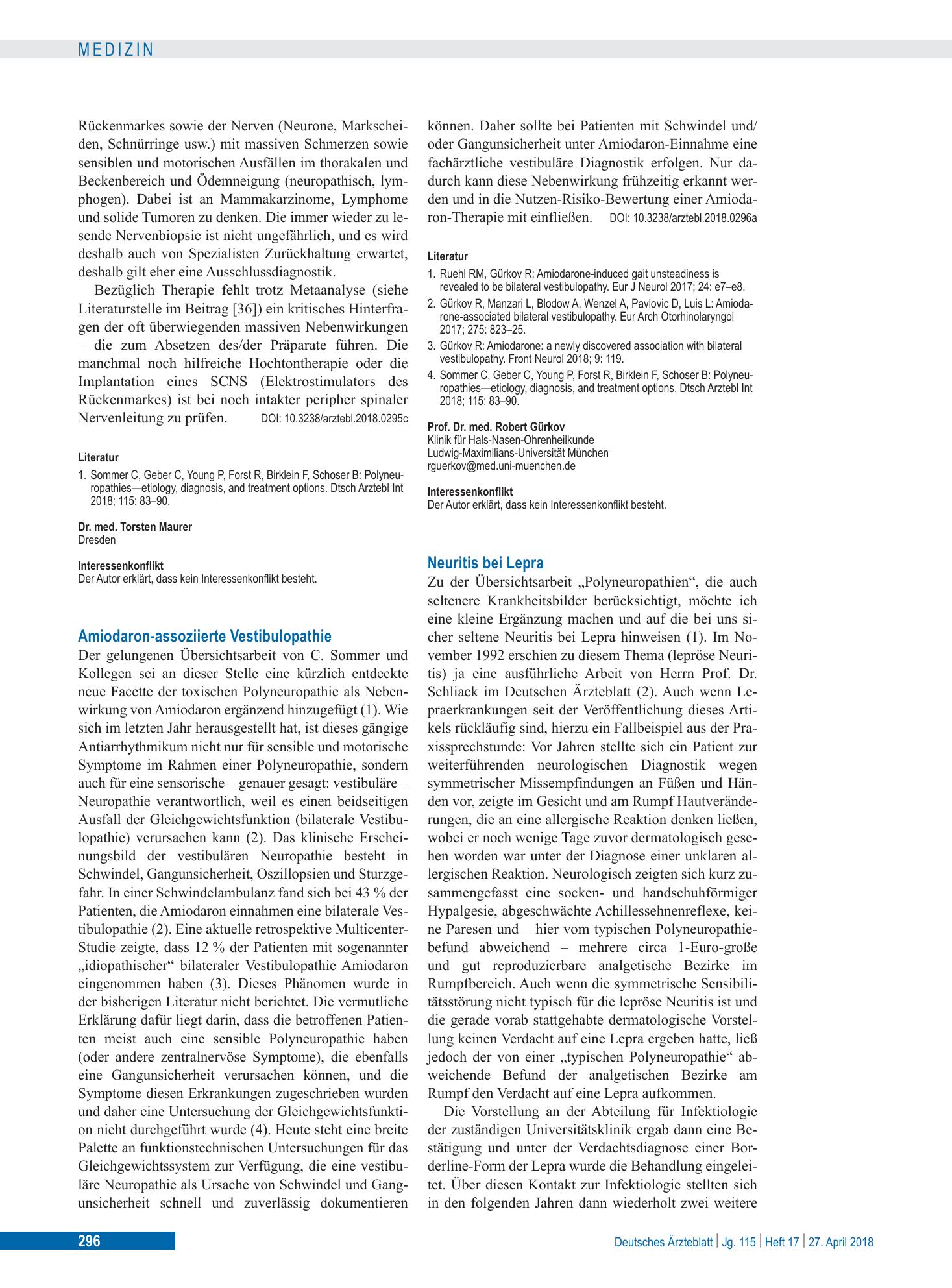 Vorschauseite 1: Neuritis bei Lepra – Deutsches Ärzteblatt