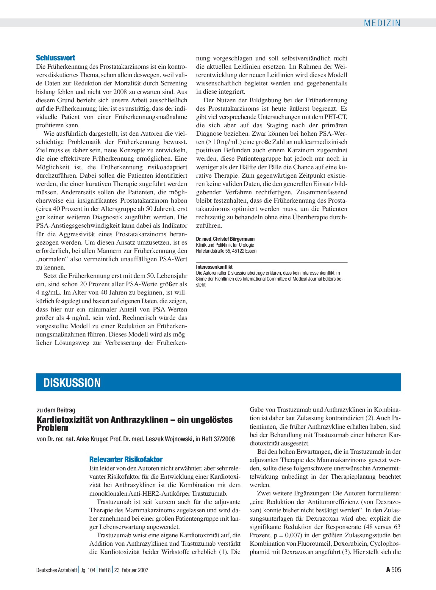 Vorschauseite 1: Kardiotoxizität von Anthrazyklinen – ein ungelöstes Problem: Relevanter Risikofaktor – Deutsches Ärzteblatt