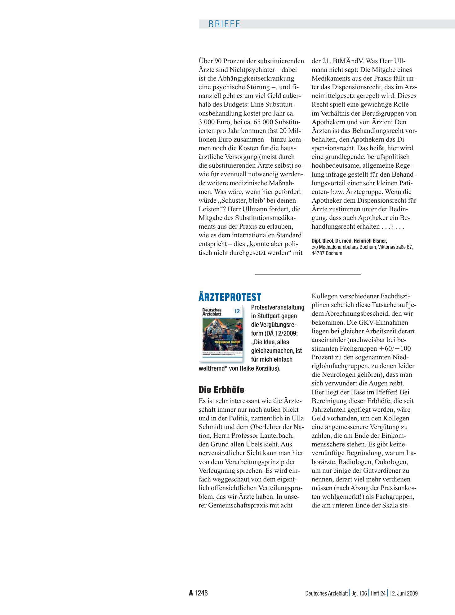Vorschauseite 1: Ärzteprotest: Die Erbhöfe – Deutsches Ärzteblatt