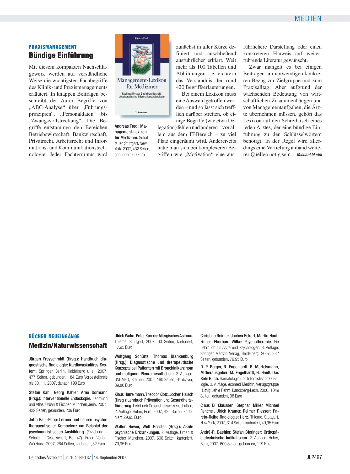Vorschauseite 1: Management-Lexikon für Mediziner – Deutsches Ärzteblatt