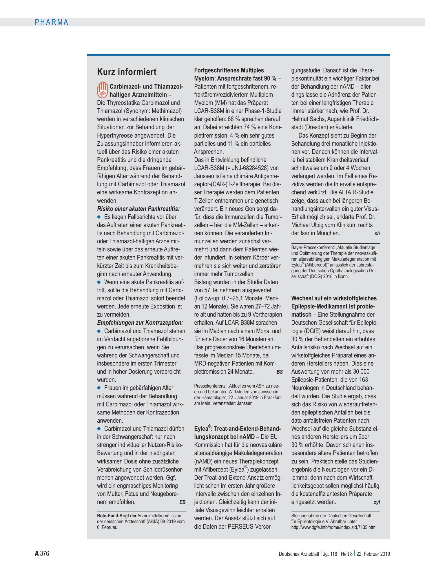 Vorschauseite 1: Kurz informiert – Deutsches Ärzteblatt