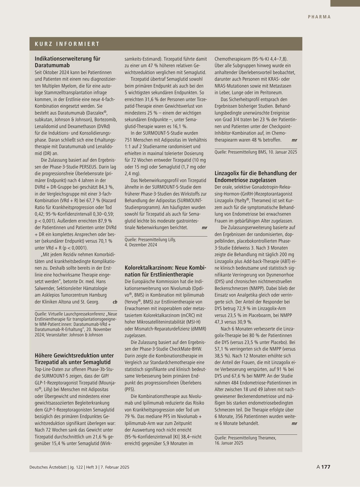 Vorschauseite 1: Kurz informiert – Deutsches Ärzteblatt
