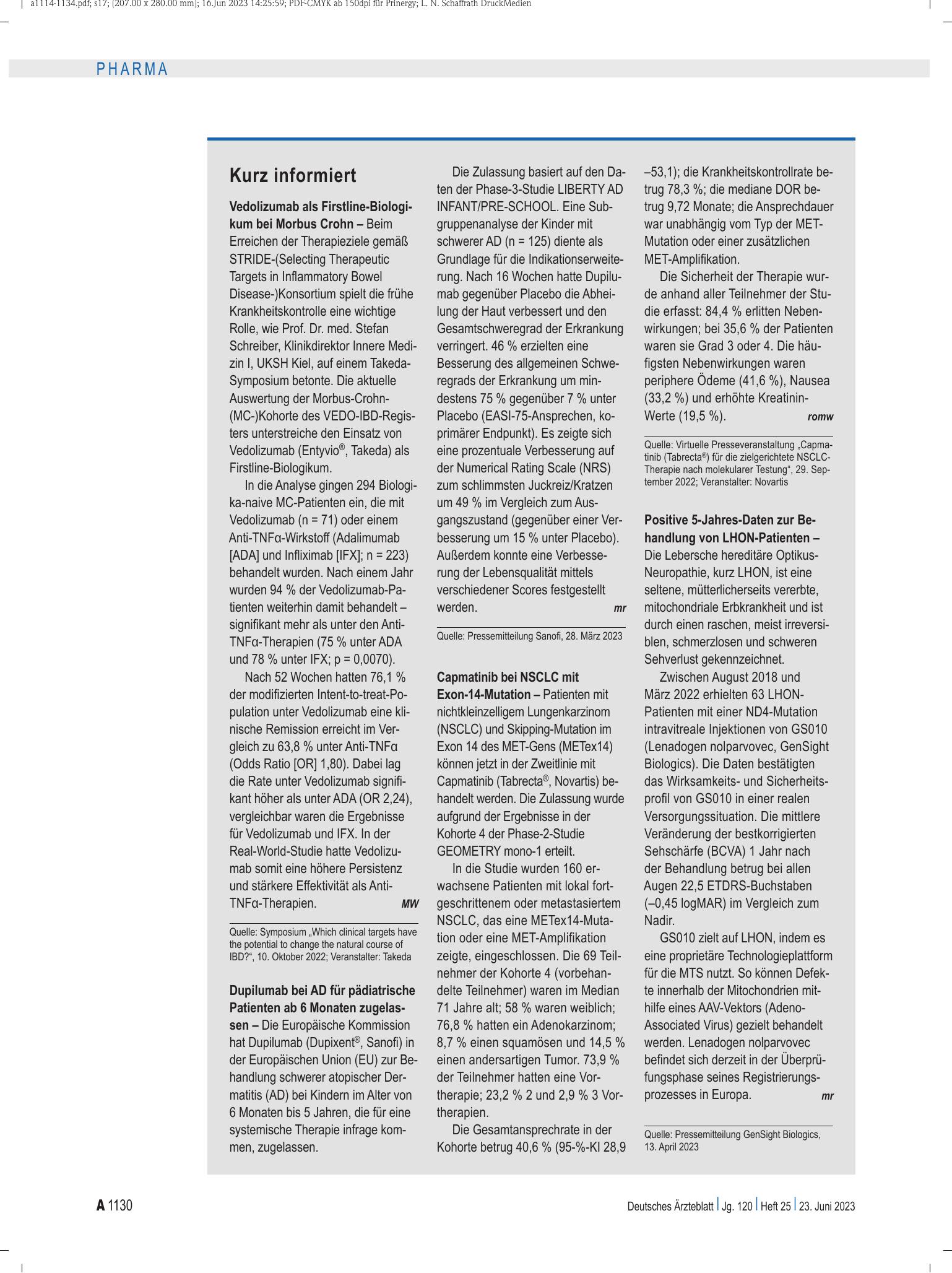 Vorschauseite 1: Kurz informiert – Deutsches Ärzteblatt