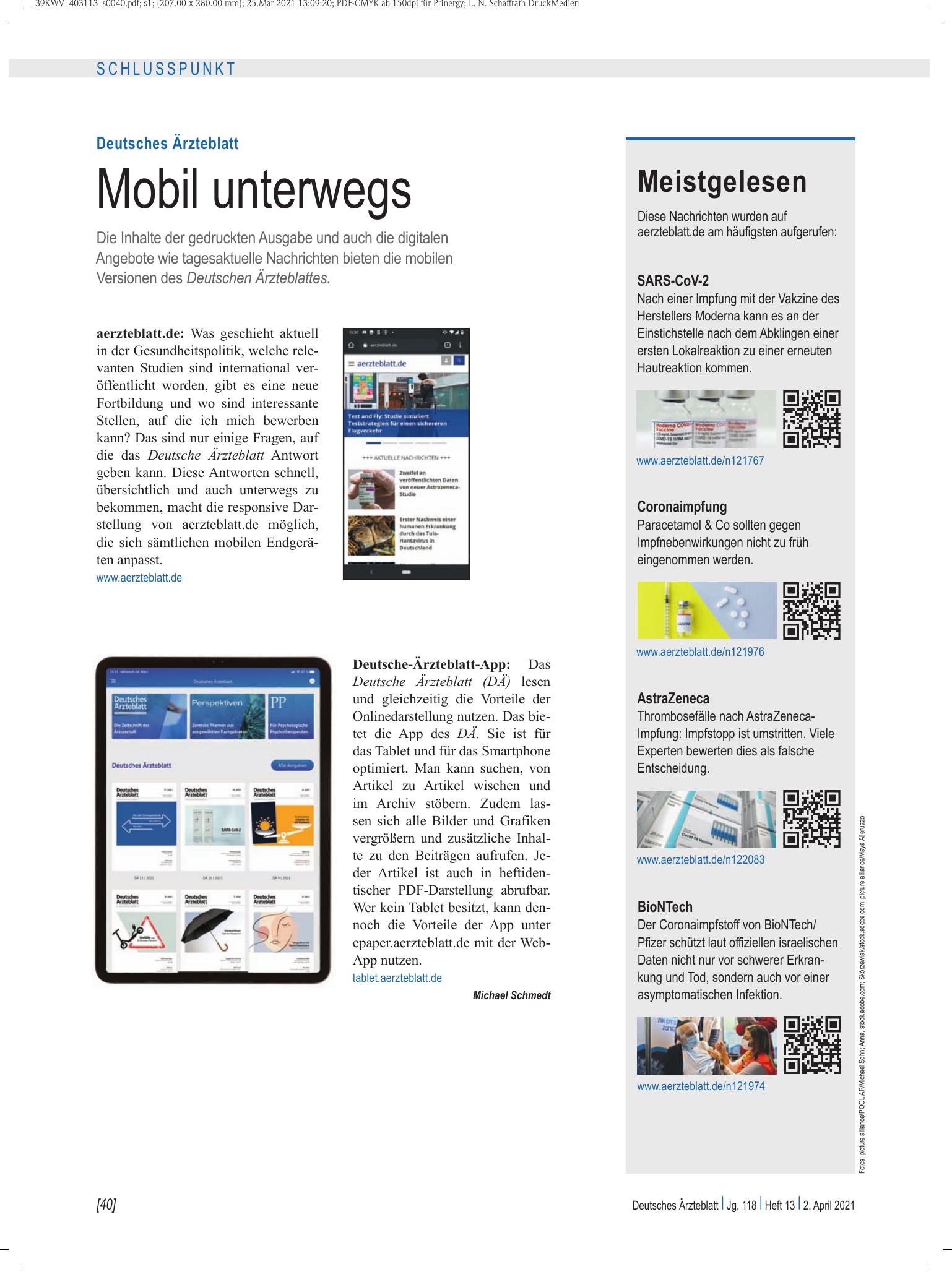 Vorschauseite 1: Meistgelesen – Deutsches Ärzteblatt