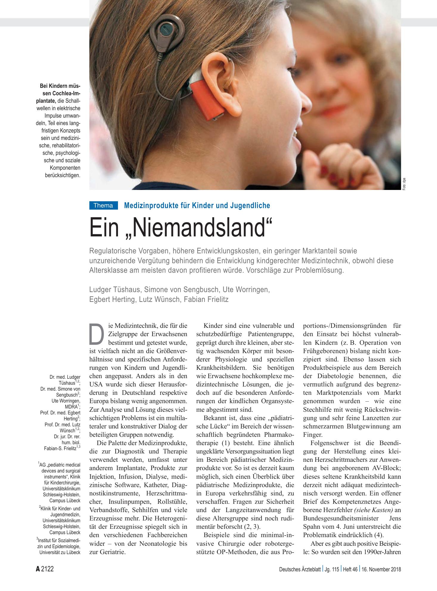 Vorschauseite 1: Medizinprodukte für Kinder und Jugendliche: Ein „Niemandsland“ – Deutsches Ärzteblatt