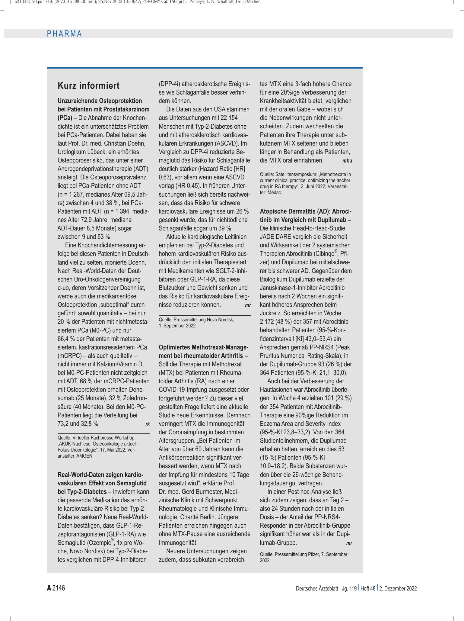 Vorschauseite 1: Kurz informiert – Deutsches Ärzteblatt