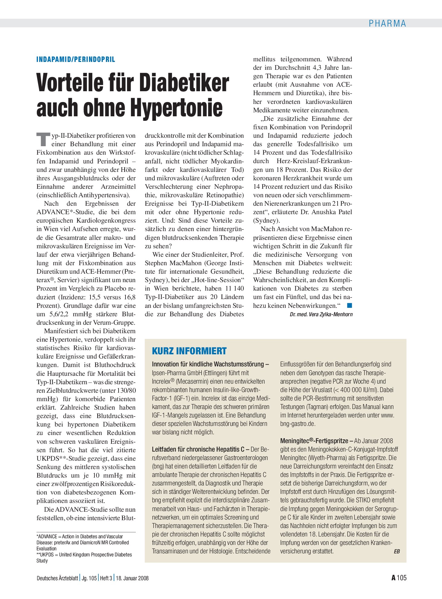 Vorschauseite 1: Kurz informiert – Deutsches Ärzteblatt