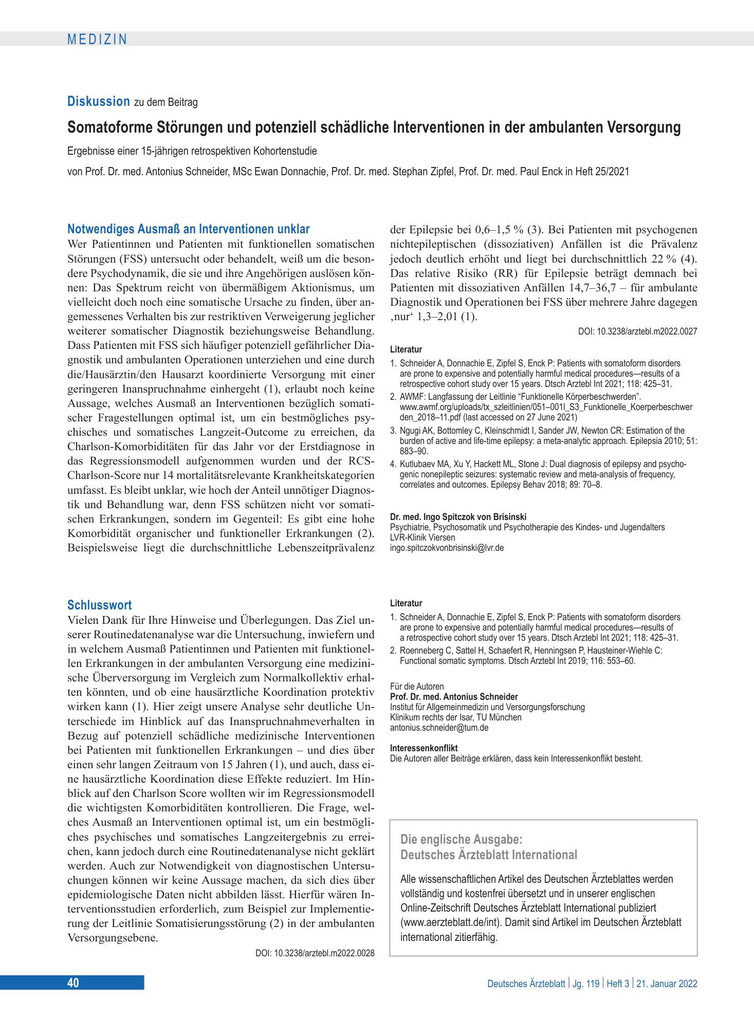 Vorschauseite 1: Schlusswort – Deutsches Ärzteblatt