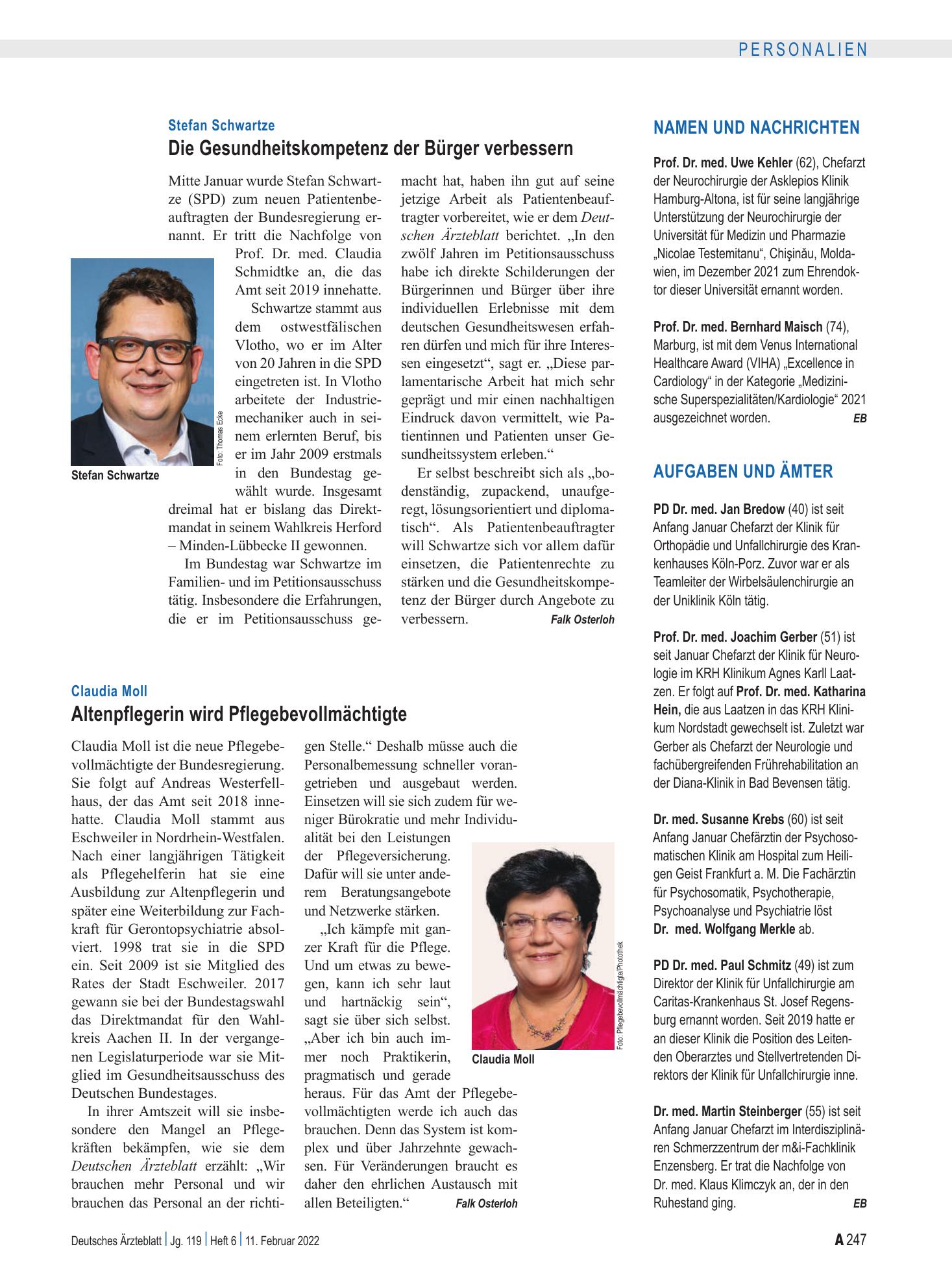 Vorschauseite 1: Aufgaben und Ämter – Deutsches Ärzteblatt