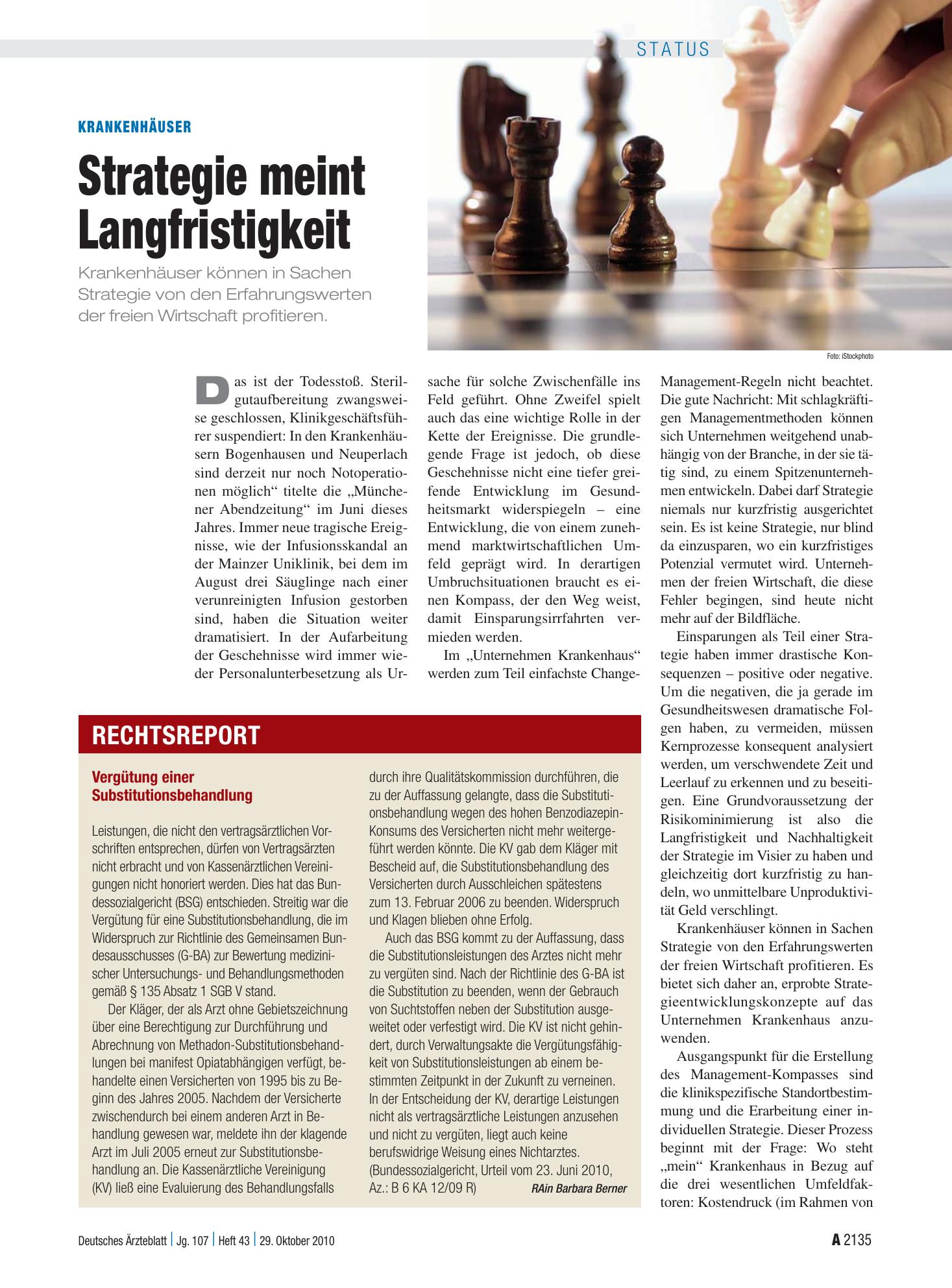 Vorschauseite 1: Vergütung einer Substitutionsbehandlung – Deutsches Ärzteblatt