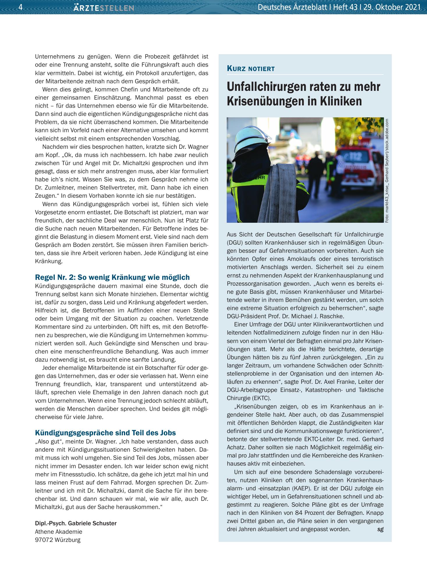 Vorschauseite 1: Unfallchirurgen raten zu mehr Krisenübungen in Kliniken – Deutsches Ärzteblatt
