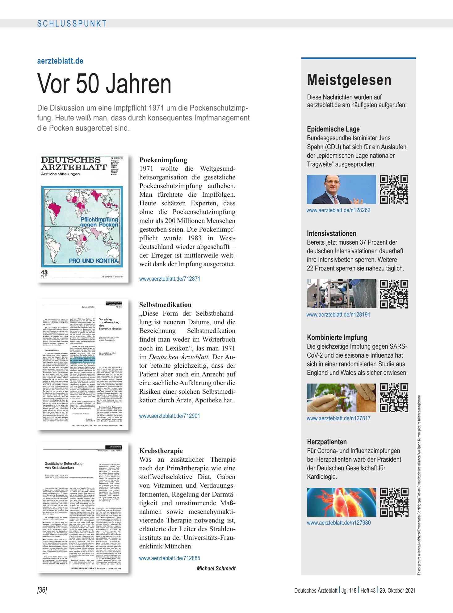 Vorschauseite 1: Meistgelesen – Deutsches Ärzteblatt