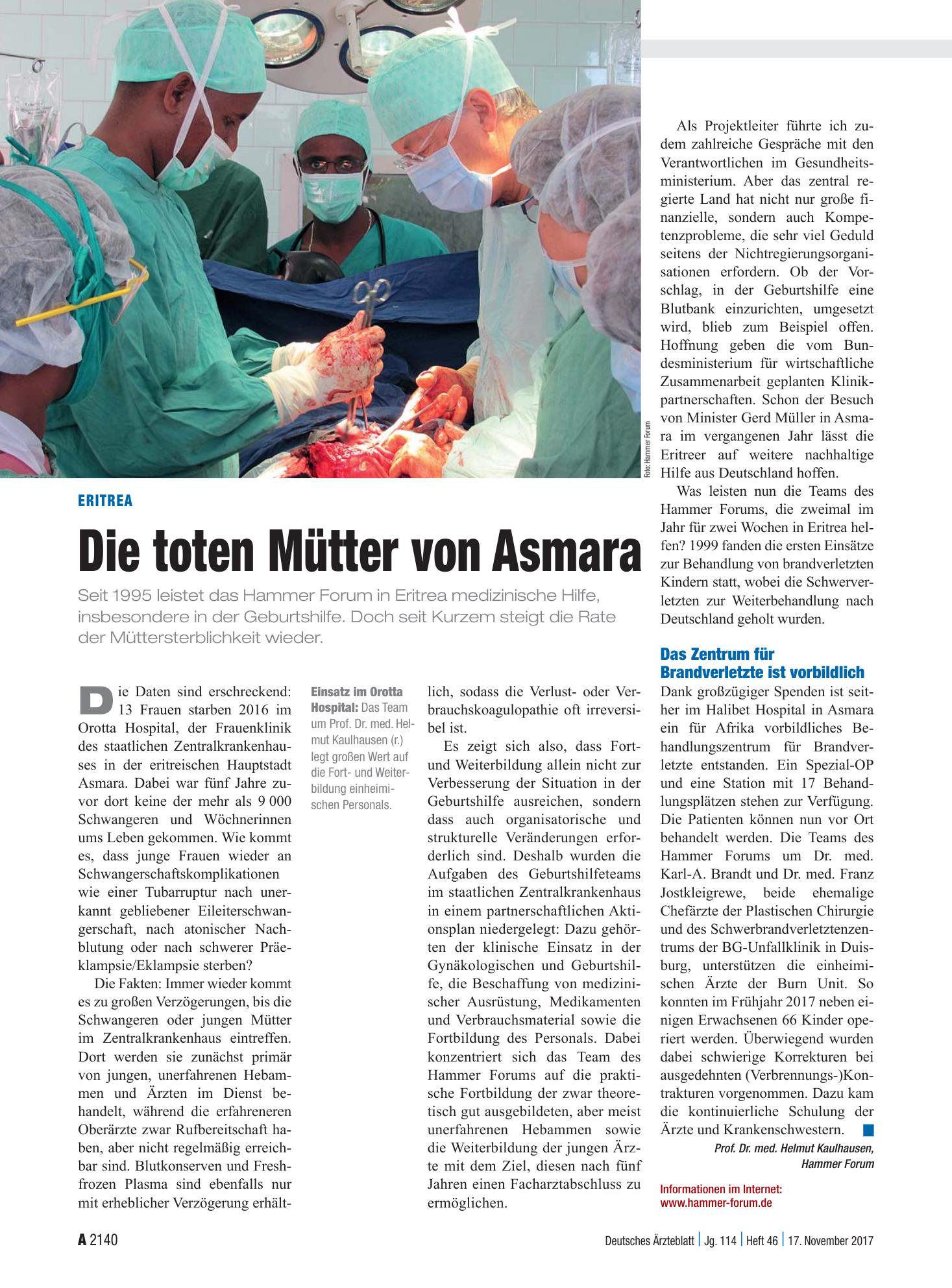 Vorschauseite 1: Eritrea: Die toten Mütter von Asmara – Deutsches Ärzteblatt