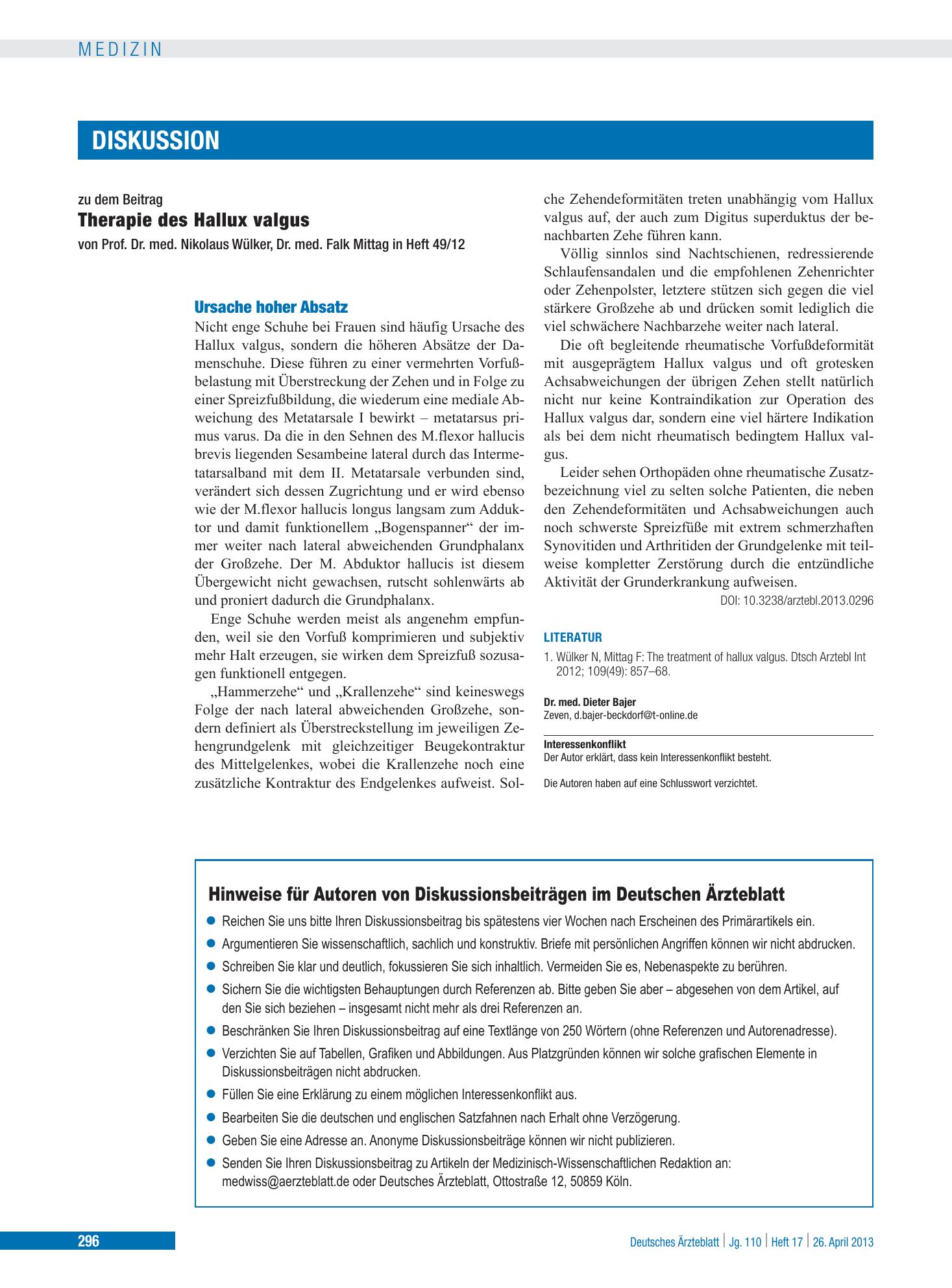 Vorschauseite 1: Ursache hoher Absatz – Deutsches Ärzteblatt