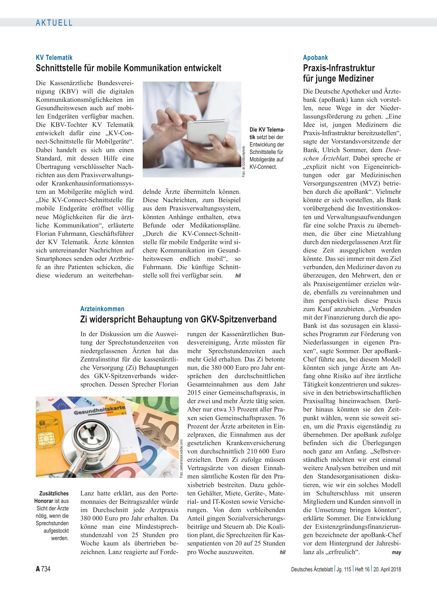 Vorschauseite 1: Apobank: Praxis-Infrastruktur für junge Mediziner – Deutsches Ärzteblatt