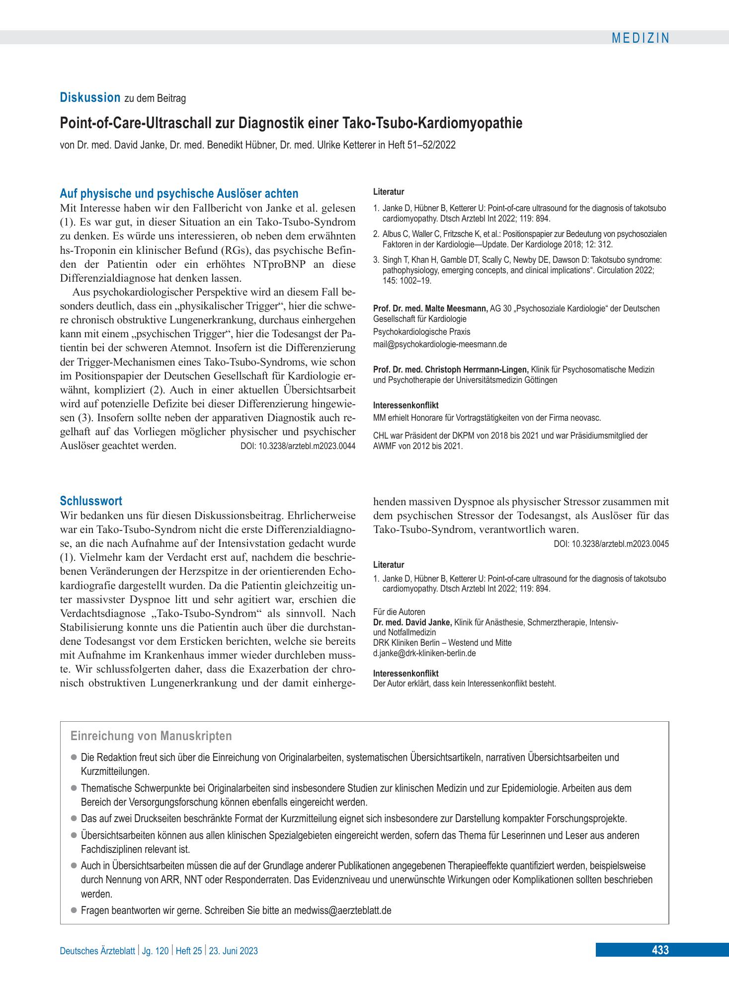 Vorschauseite 1: Schlusswort – Deutsches Ärzteblatt