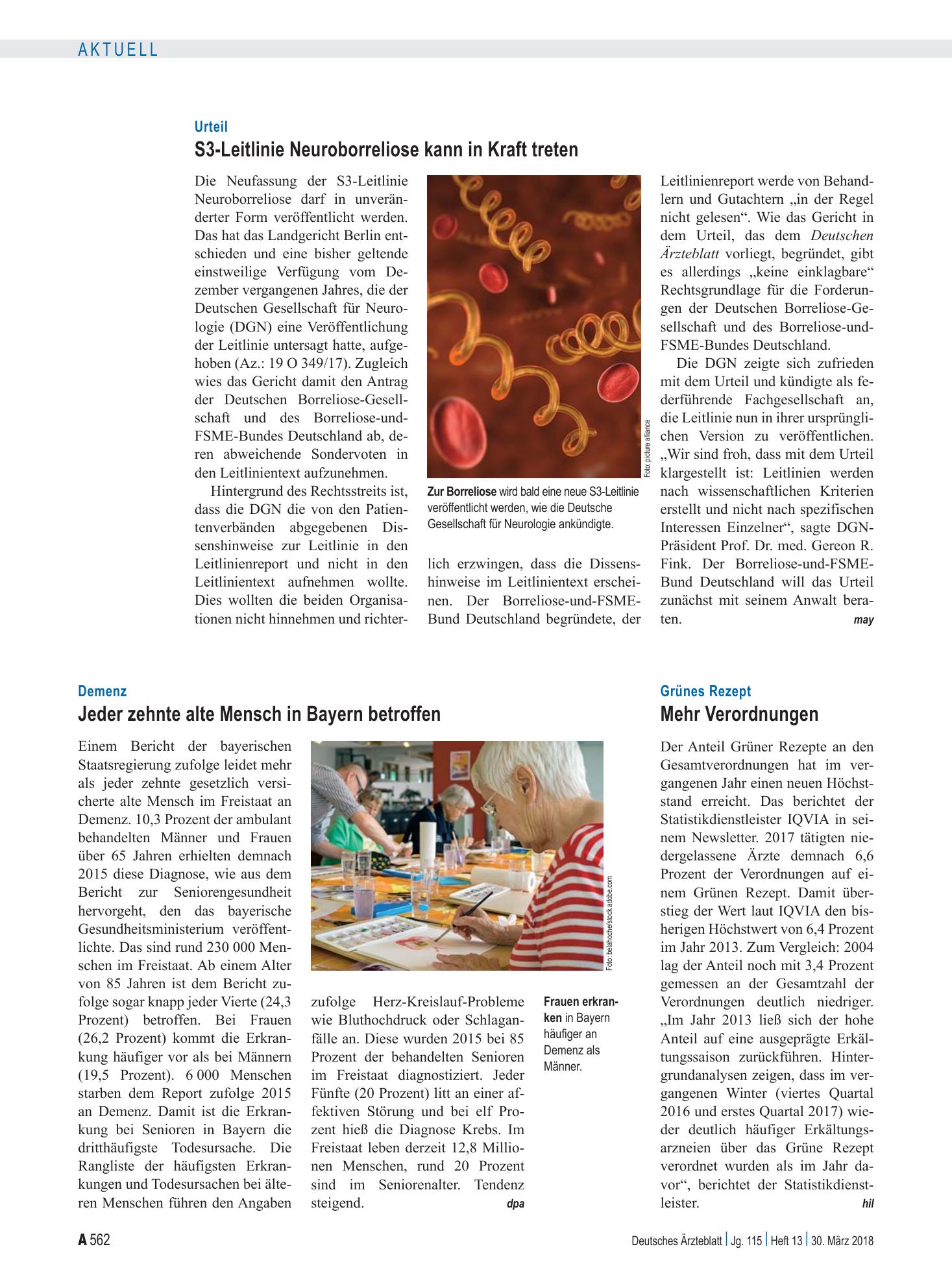 Vorschauseite 1: Grünes Rezept: Mehr Verordnungen – Deutsches Ärzteblatt