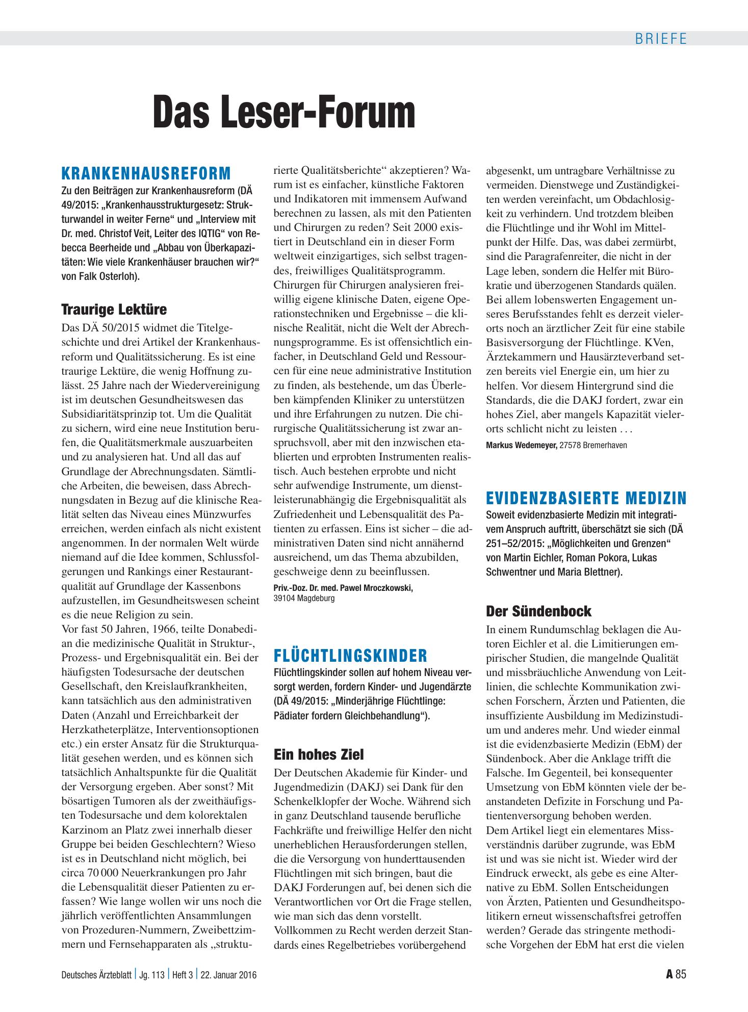 Vorschauseite 1: Flüchtlingskinder: Ein hohes Ziel – Deutsches Ärzteblatt