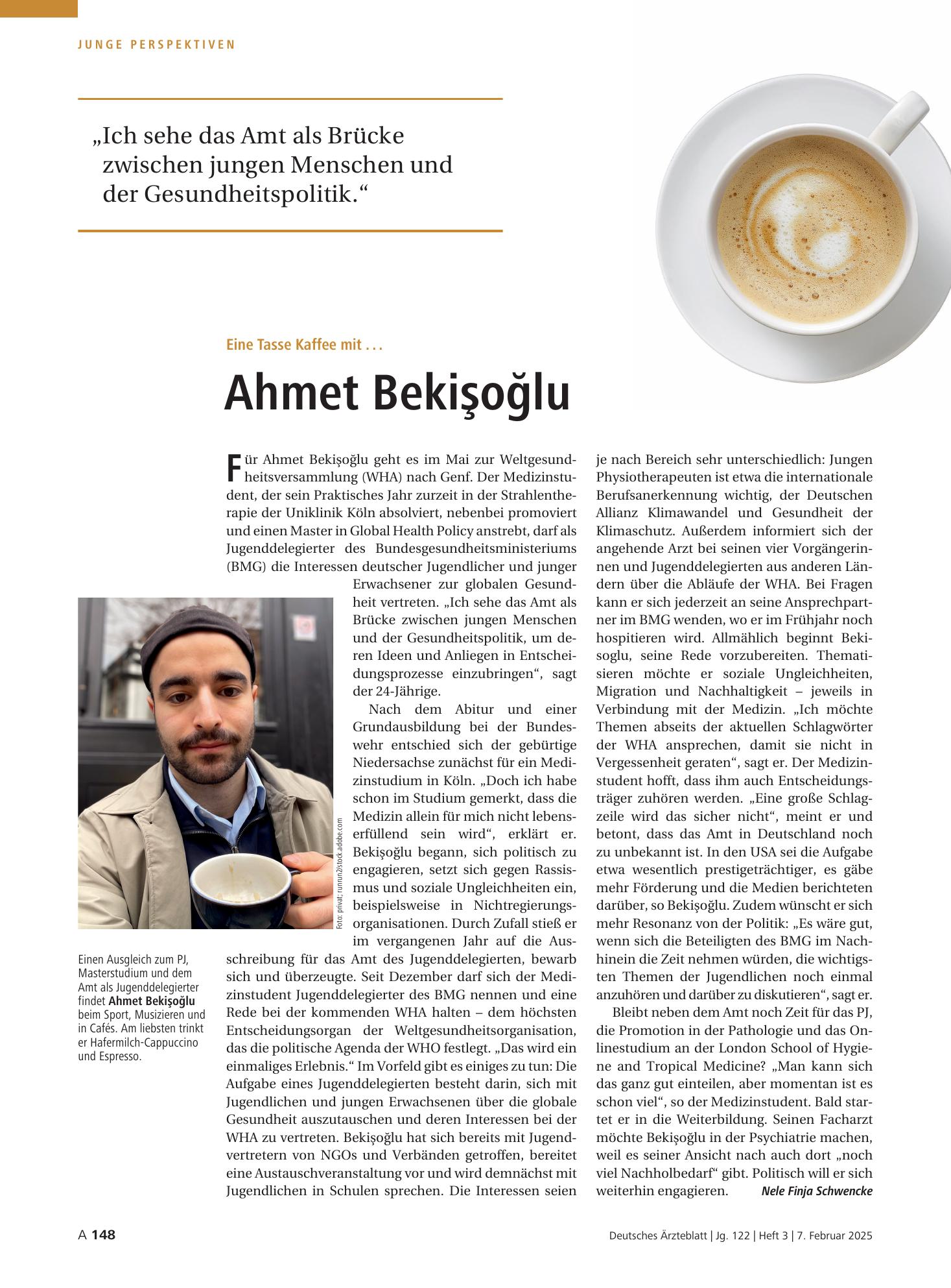 Vorschauseite 1: Eine Tasse Kaffee mit . . . Ahmet Bekişoğlu – Deutsches Ärzteblatt