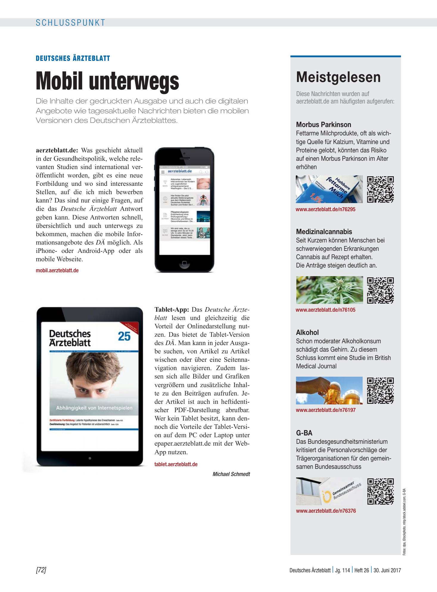 Vorschauseite 1: Meistgelesen – Deutsches Ärzteblatt