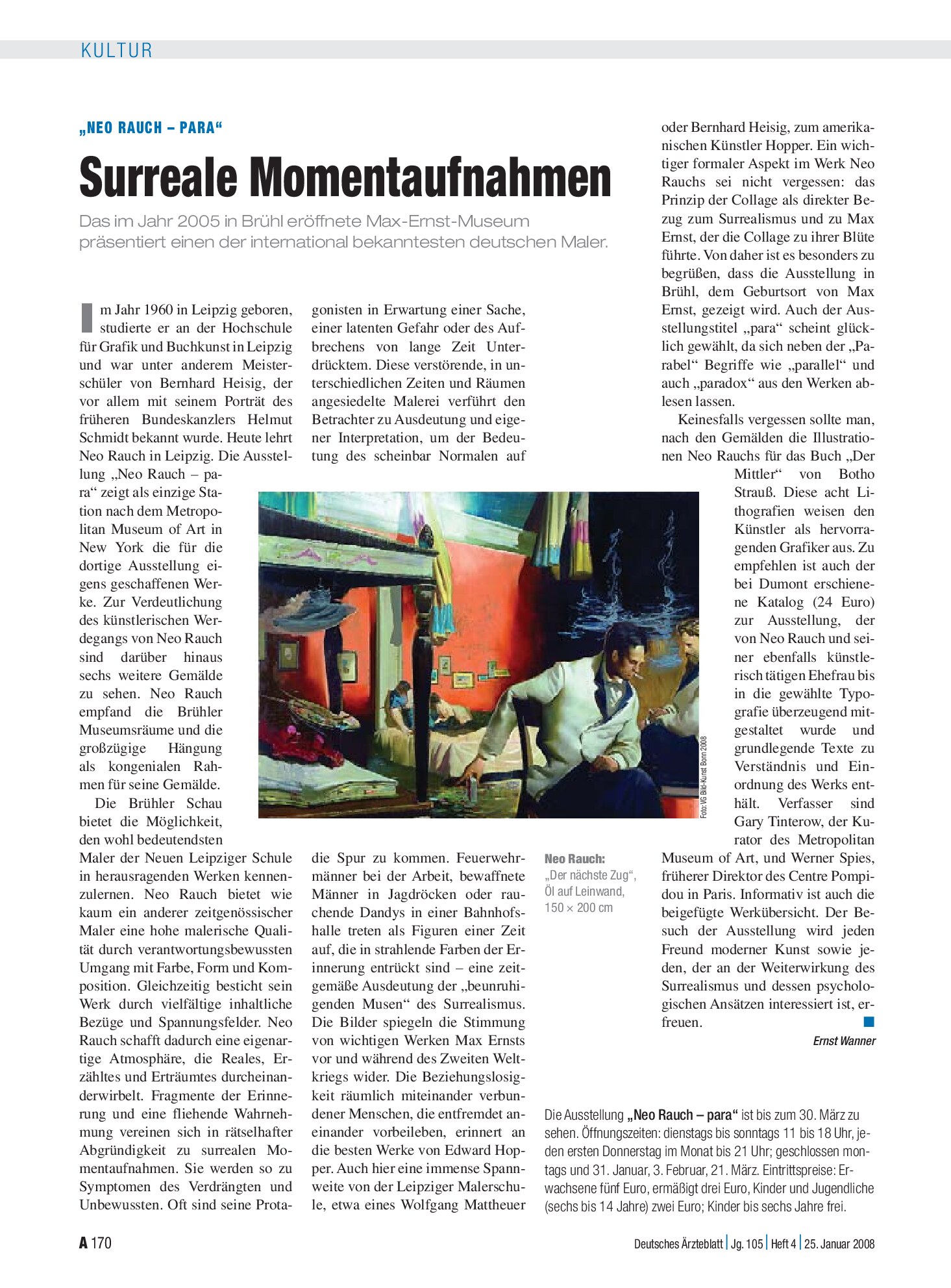 Vorschauseite 1: „Neo Rauch – para“: Surreale Momentaufnahmen – Deutsches Ärzteblatt