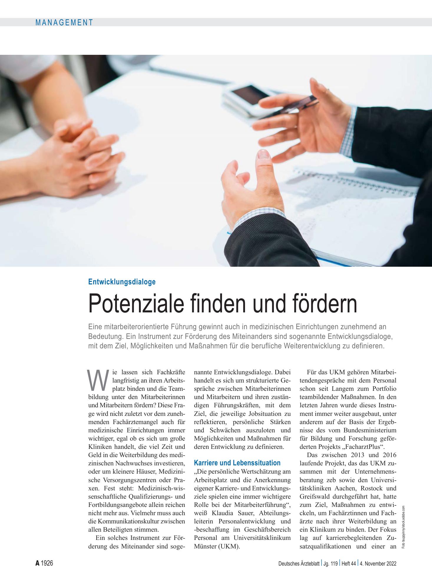 Vorschauseite 1: Entwicklungsdialoge: Potenziale finden und fördern – Deutsches Ärzteblatt