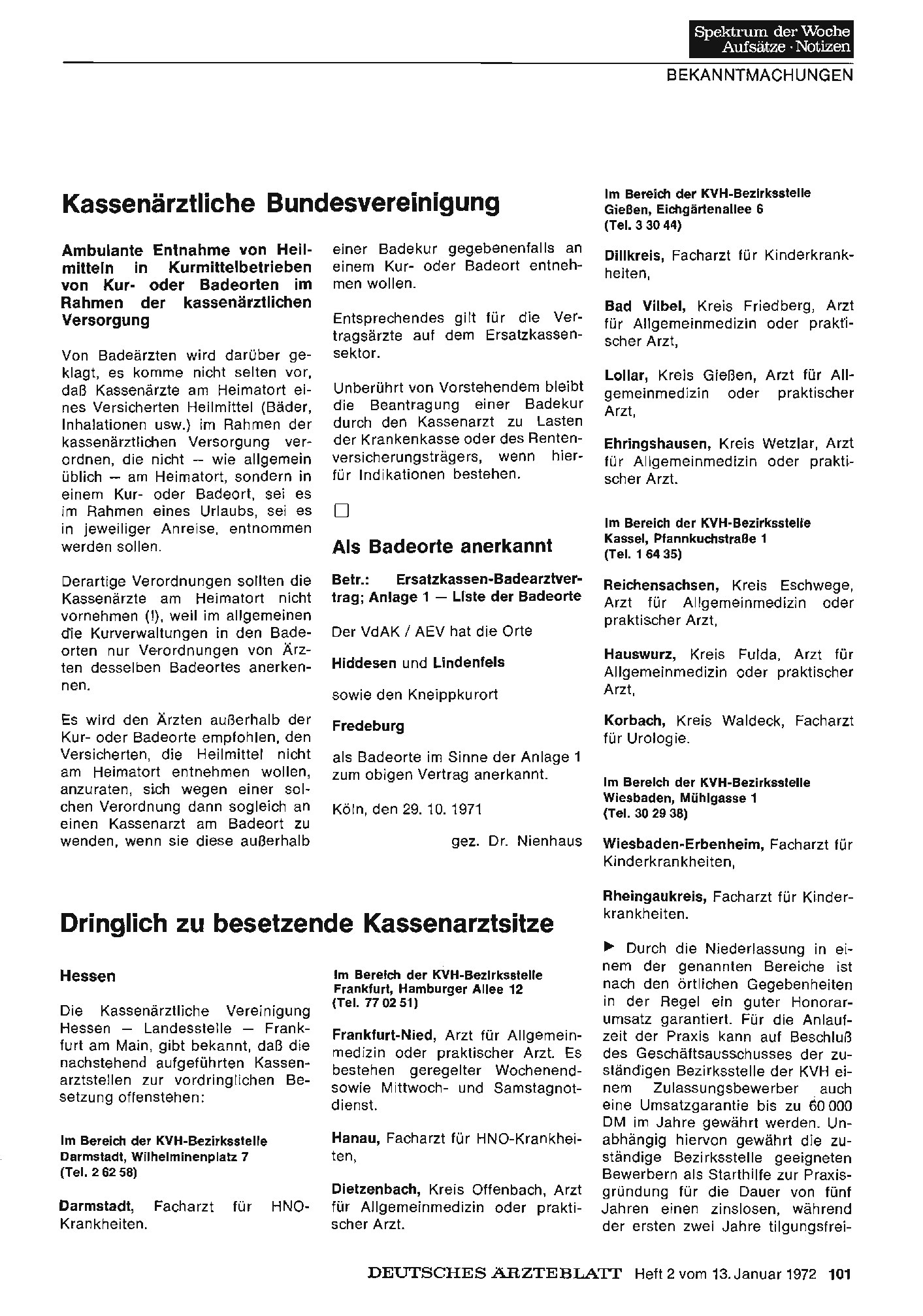 Vorschauseite 1: Dringlich zu besetzende Kassenarztsitze
