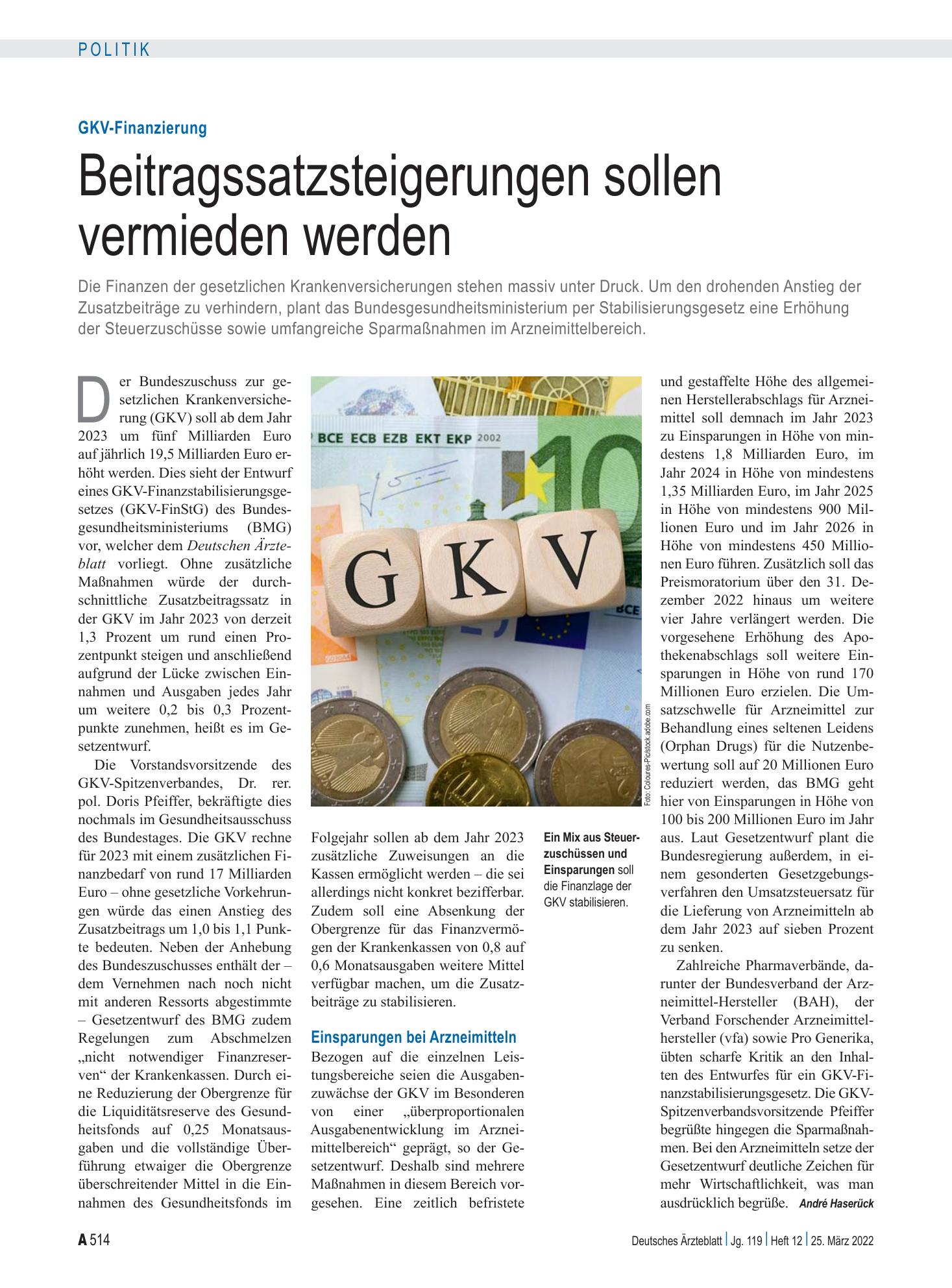 Vorschauseite 1: GKV-Finanzierung: Beitragssatzsteigerungen sollen vermieden werden – Deutsches Ärzteblatt