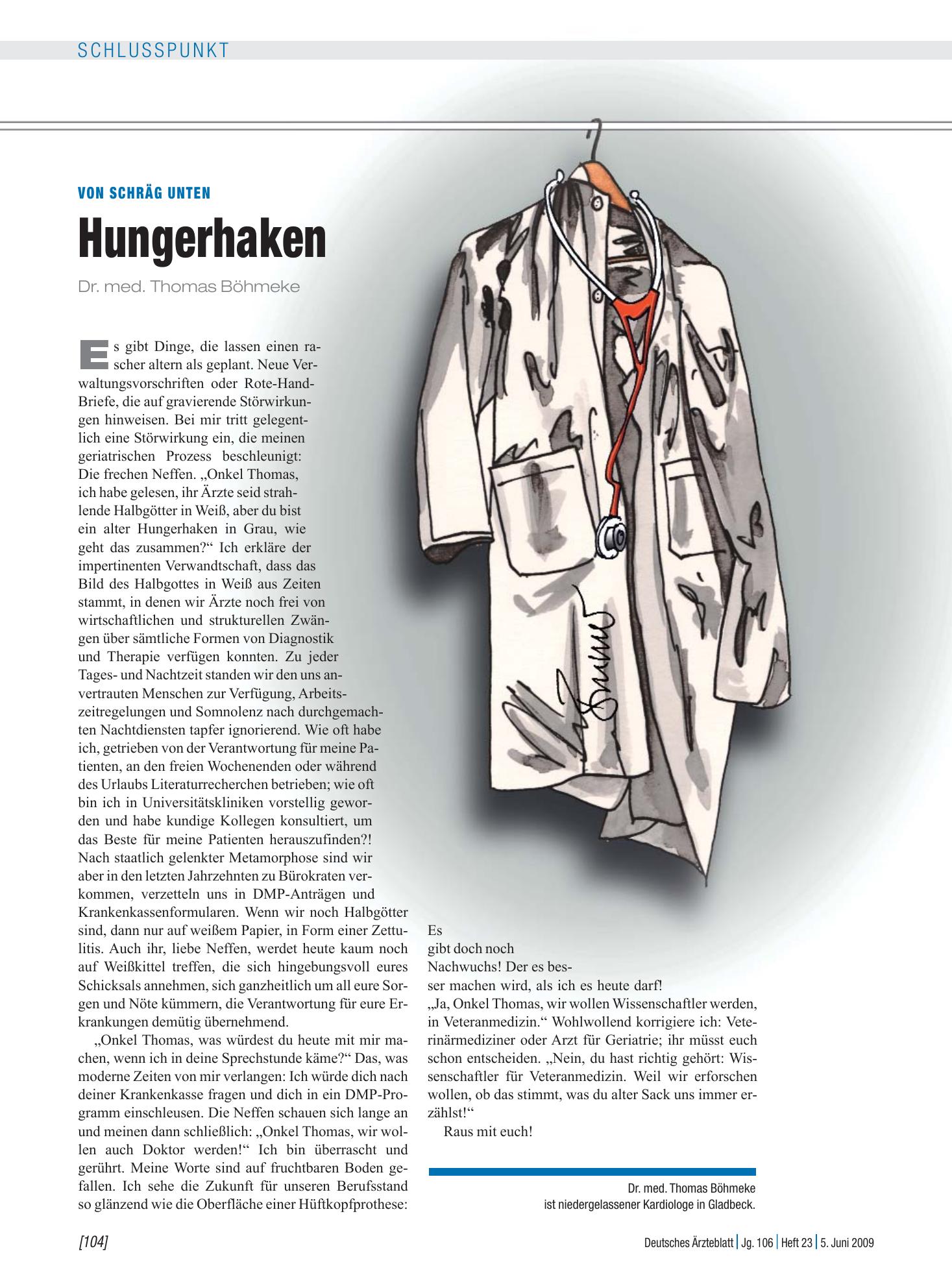 Vorschauseite 1: Von schräg unten: Hungerhaken – Deutsches Ärzteblatt