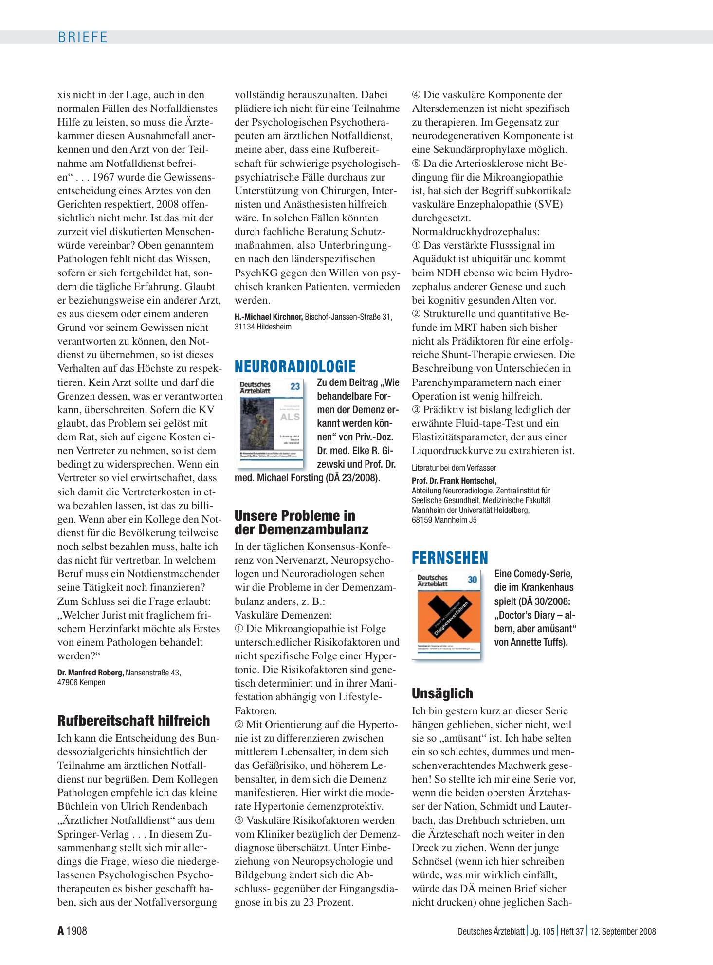 Vorschauseite 1: Fernsehen: Unsäglich – Deutsches Ärzteblatt