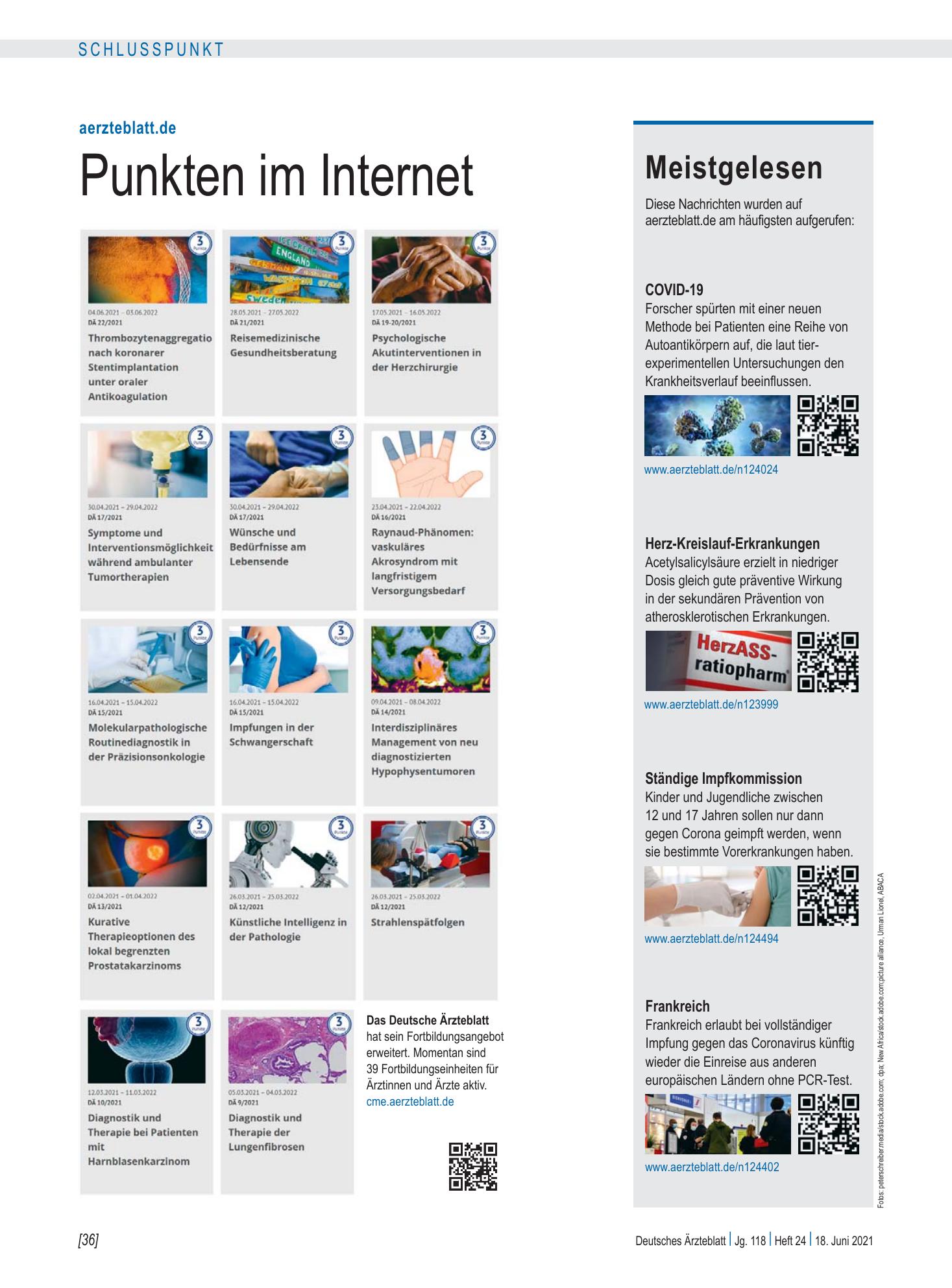 Vorschauseite 1: Meistgelesen – Deutsches Ärzteblatt