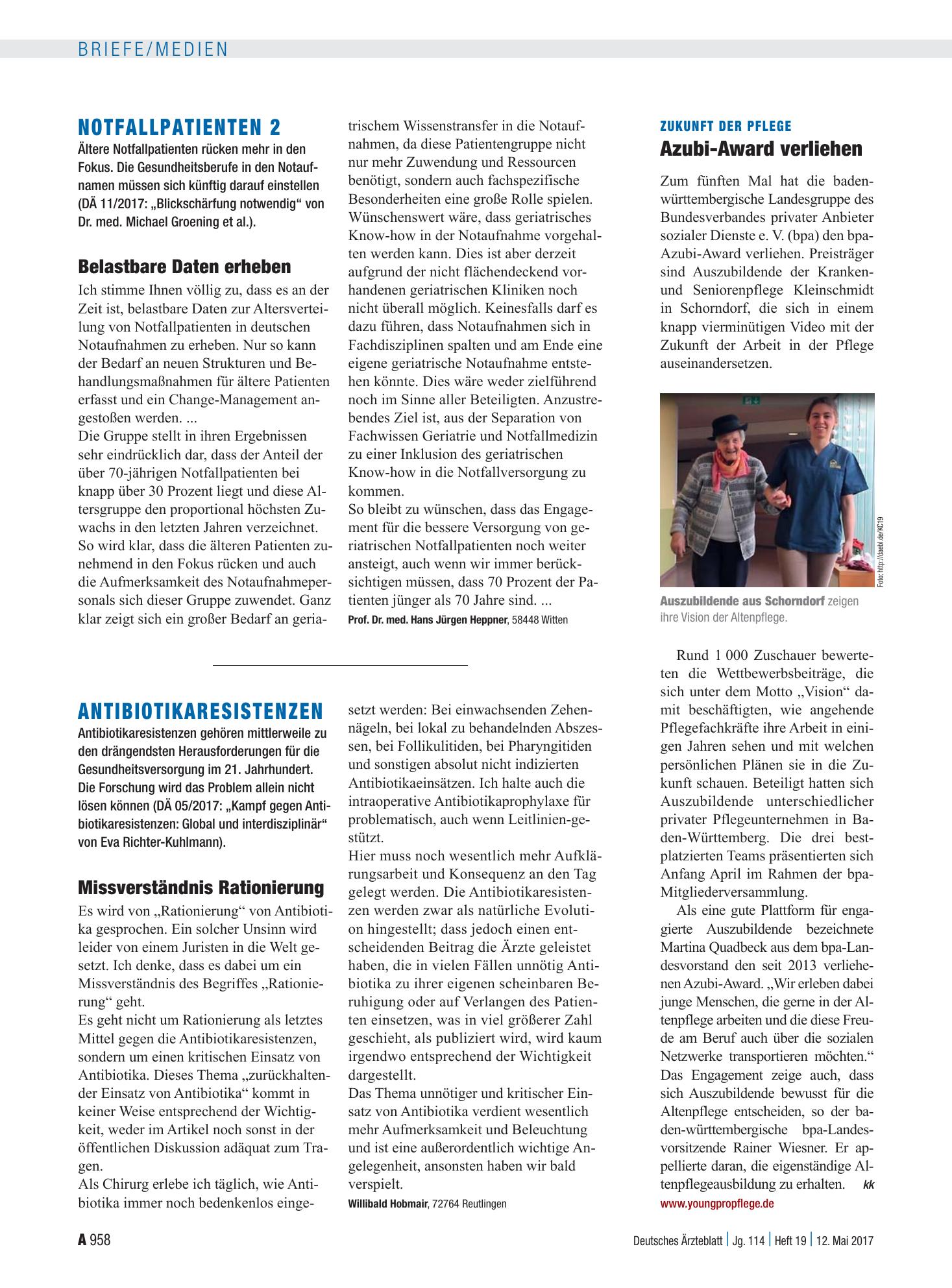 Vorschauseite 1: Notfallpatienten 2: Belastbare Daten erheben – Deutsches Ärzteblatt