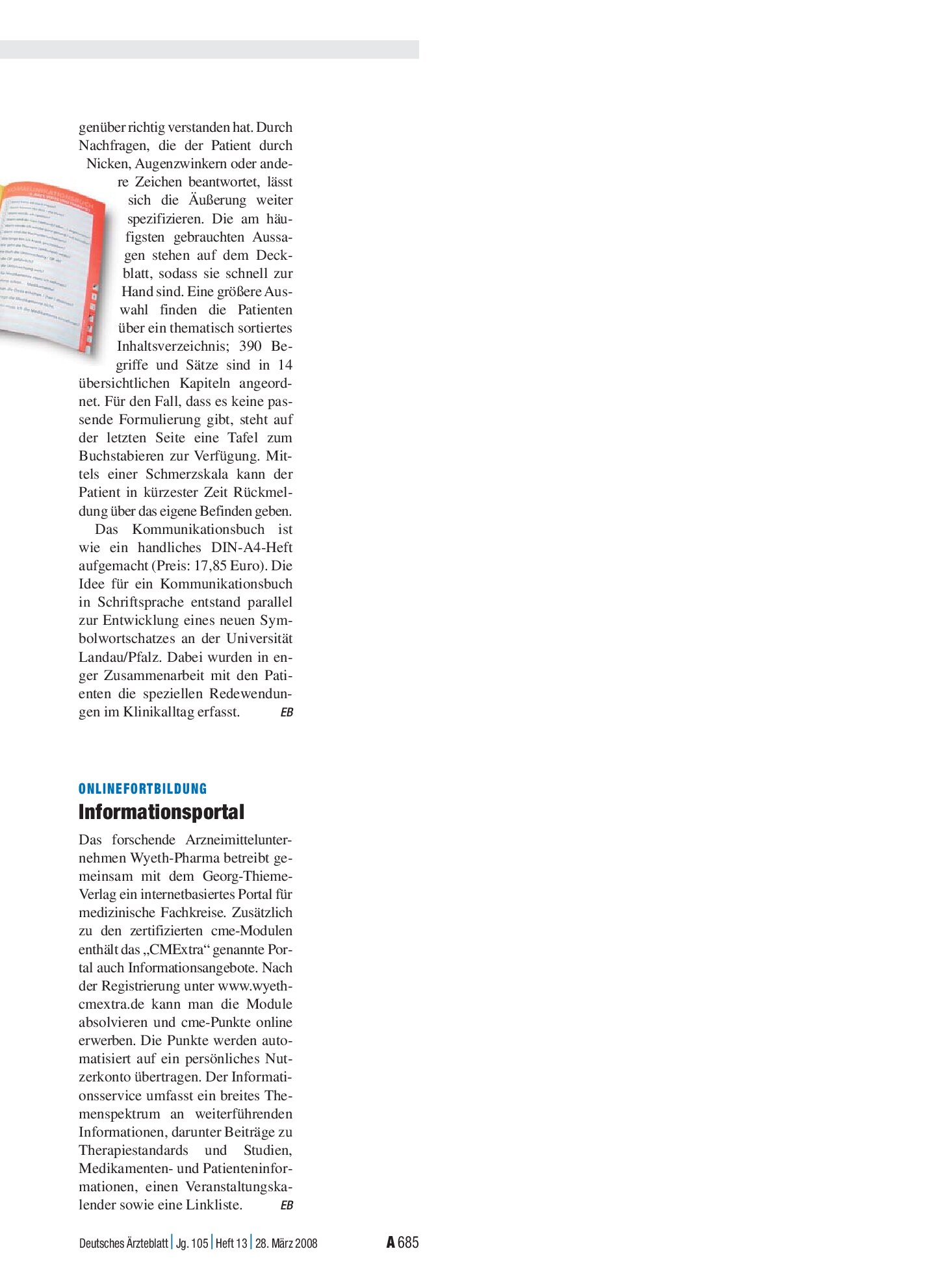 Vorschauseite 1: Onlinefortbildung: Informationsportal – Deutsches Ärzteblatt