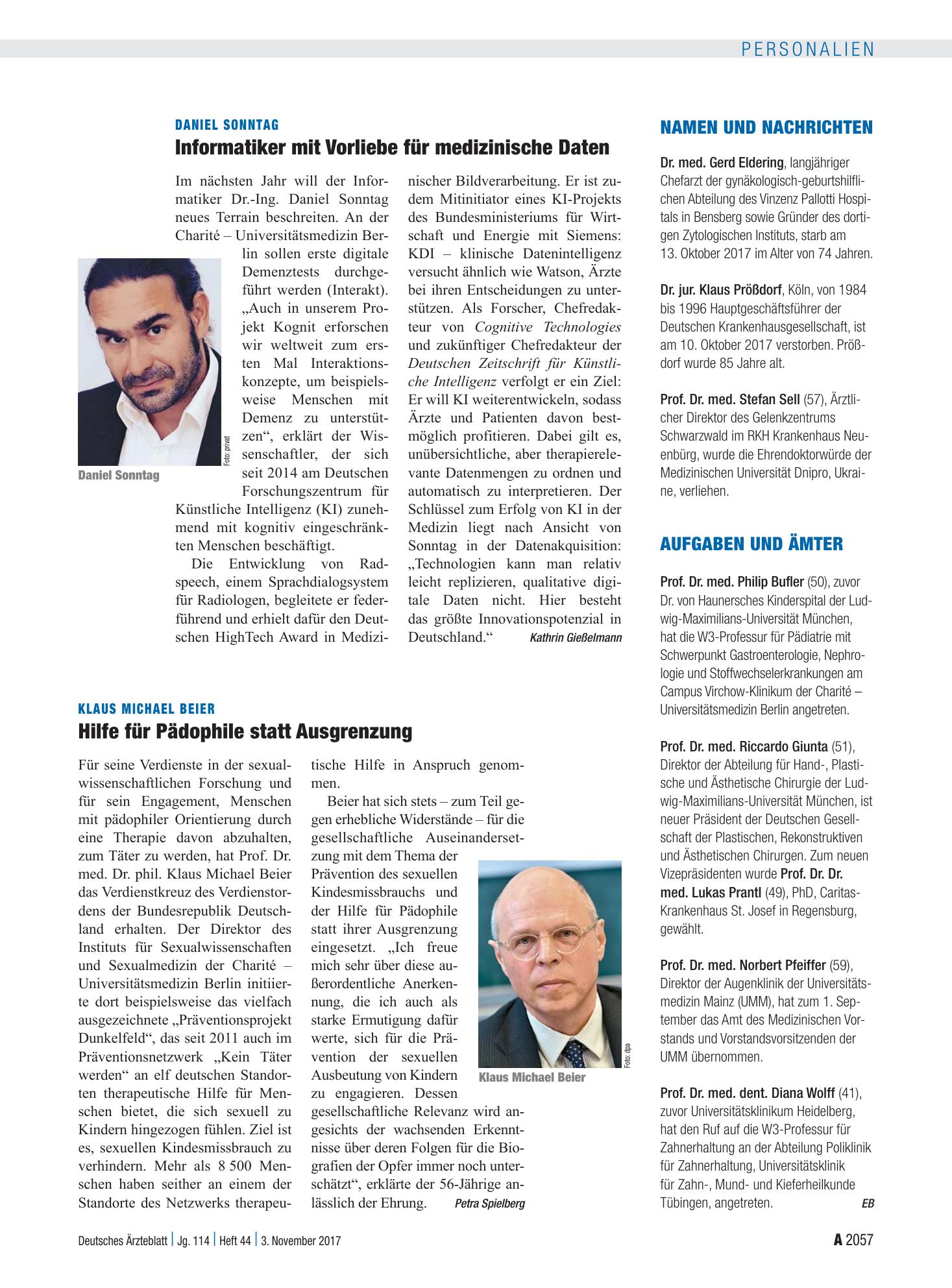 Vorschauseite 1: Aufgaben und Ämter – Deutsches Ärzteblatt