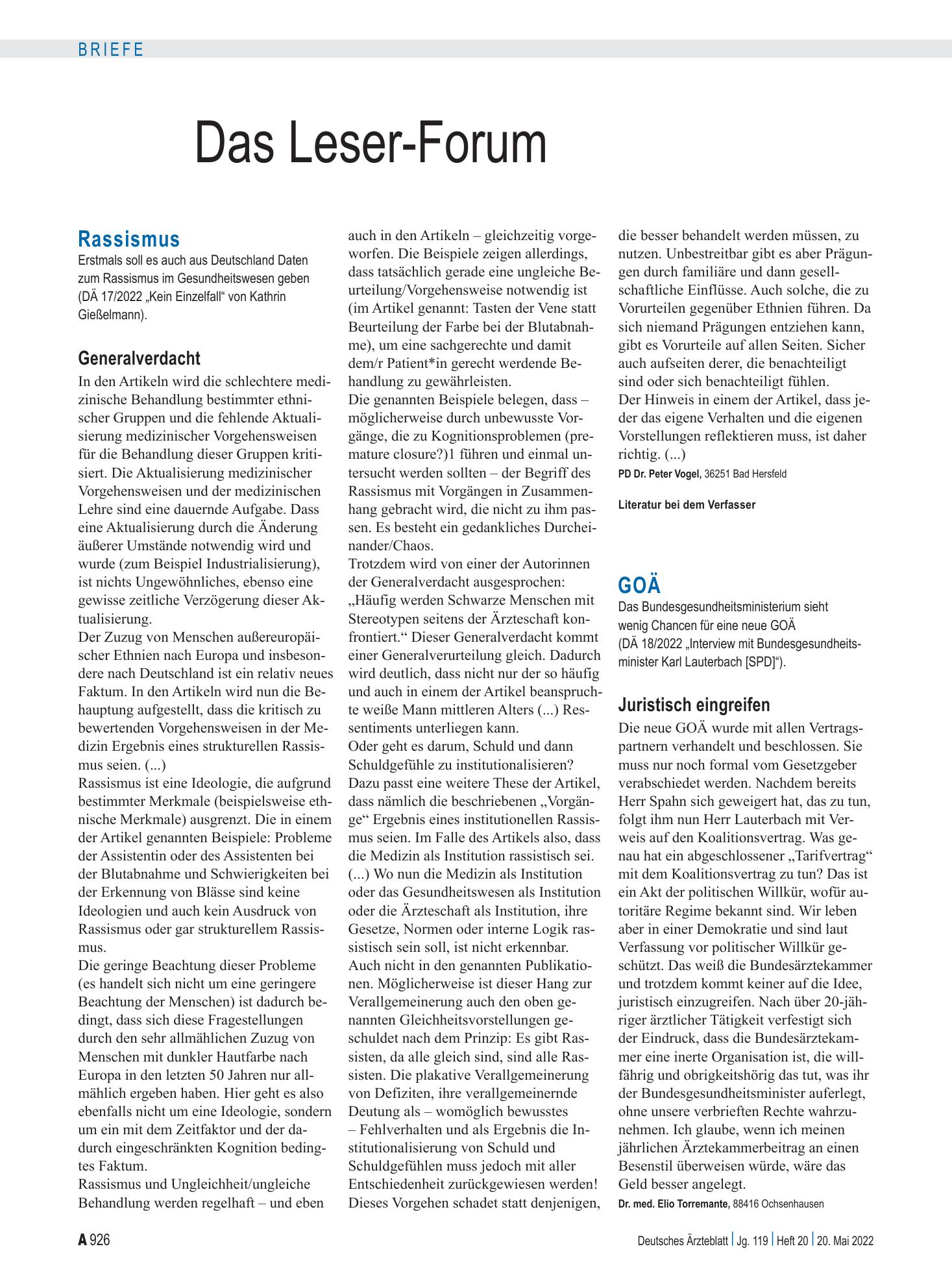 Vorschauseite 1: GOÄ: Juristisch eingreifen – Deutsches Ärzteblatt
