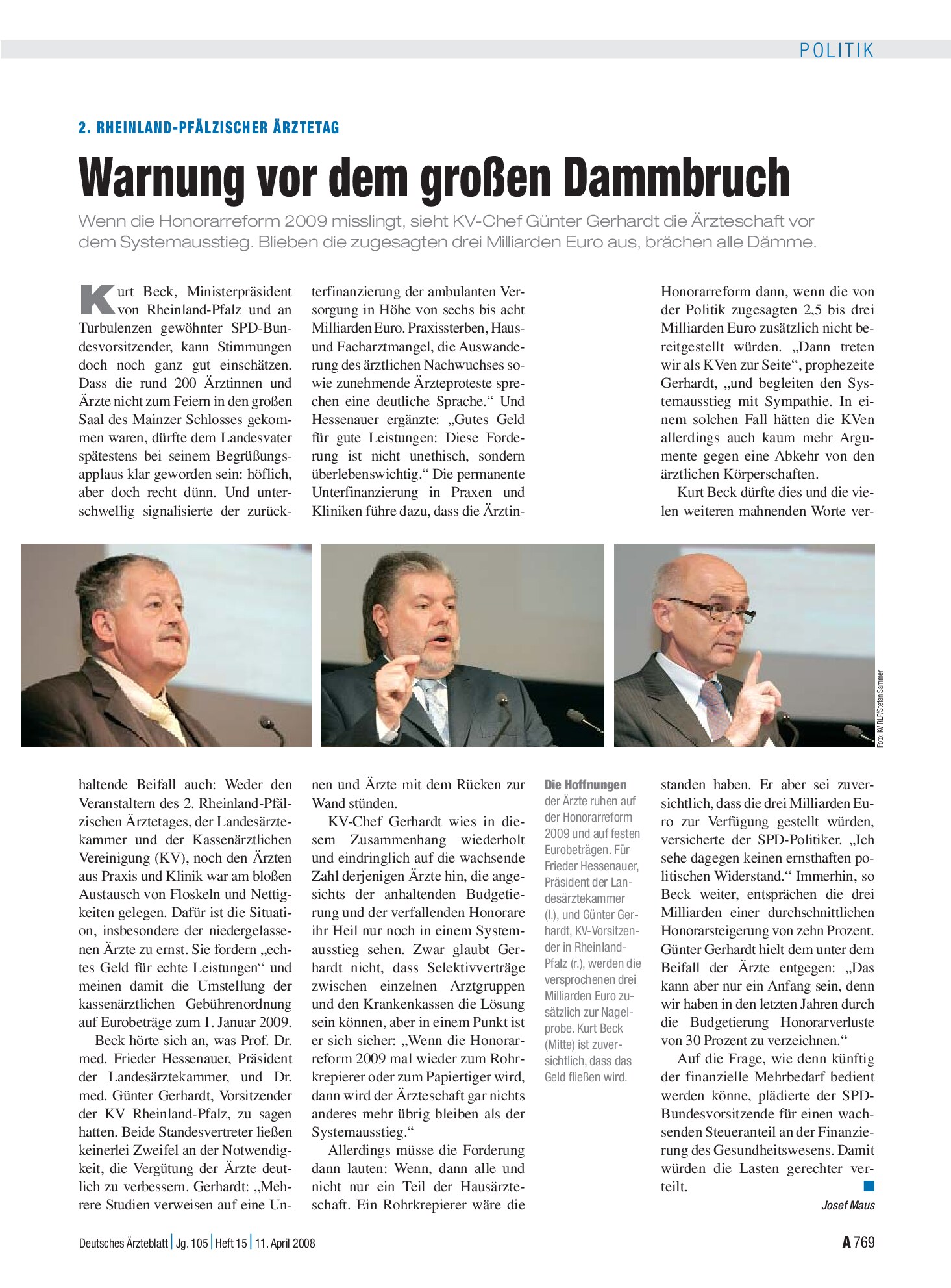 Vorschauseite 1: 2. Rheinland-Pfälzischer Ärztetag: Warnung vor dem großen Dammbruch – Deutsches Ärzteblatt