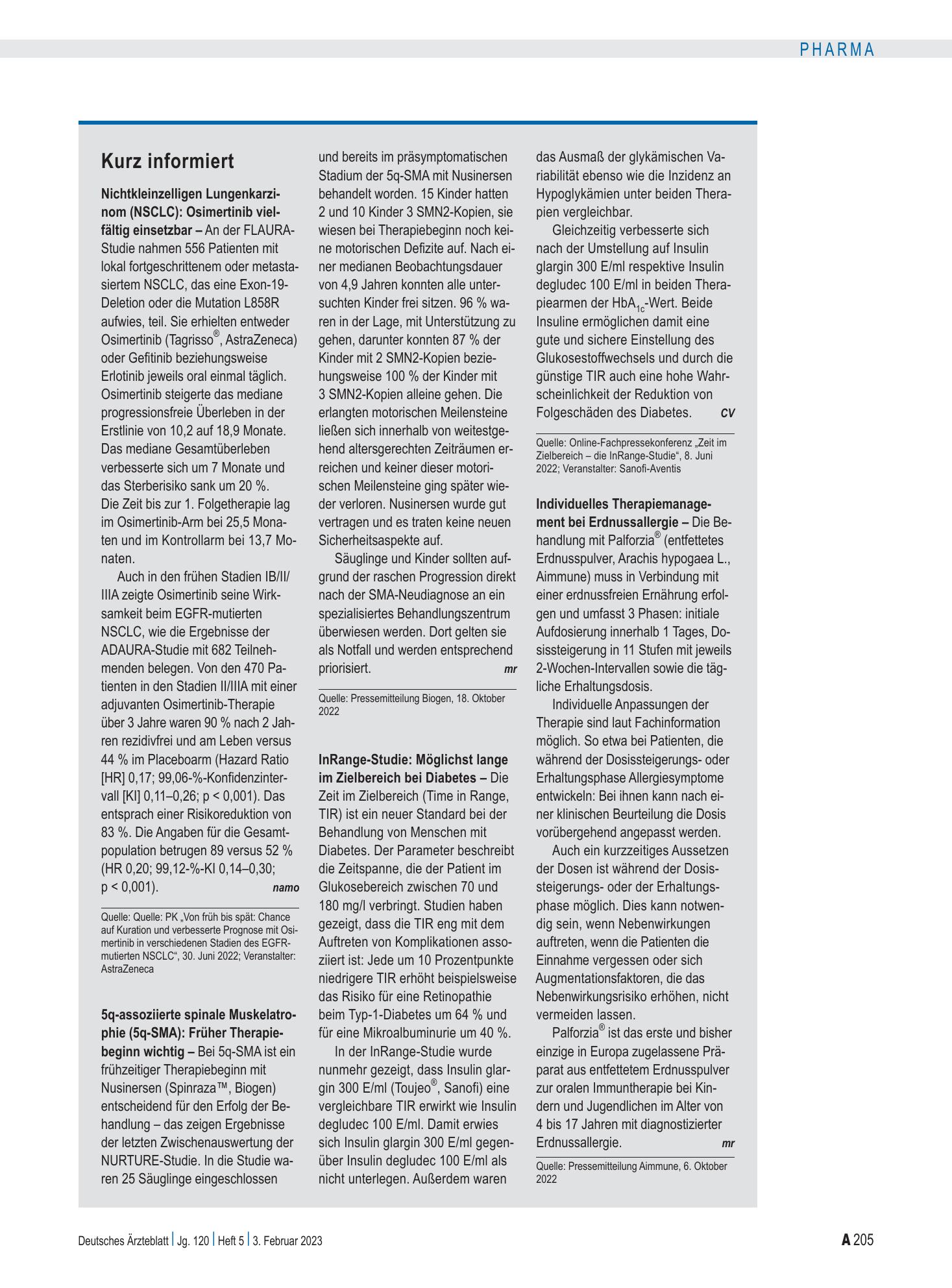 Vorschauseite 1: Kurz informiert – Deutsches Ärzteblatt